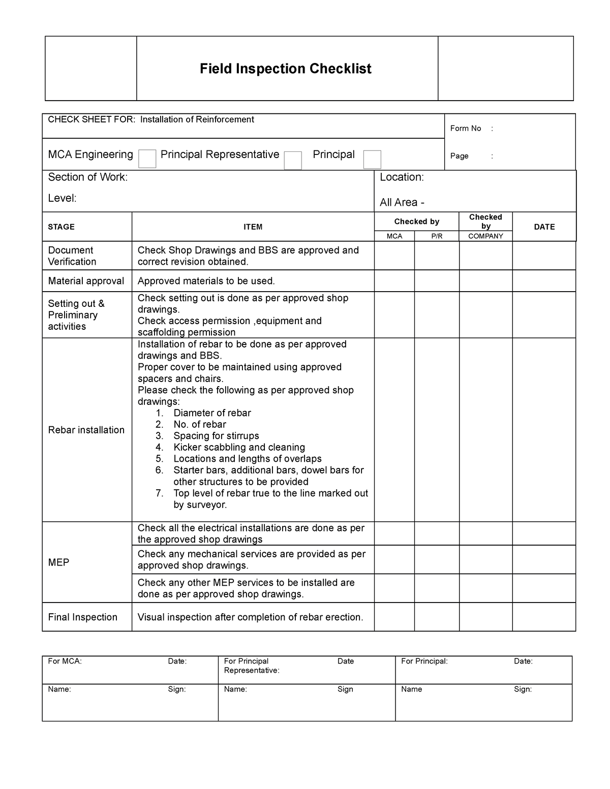 Field Inspection Of Reinforcing Bars (Guide) Pdf at Samuel Caraballo blog