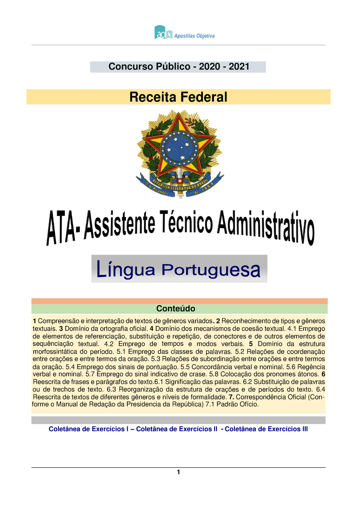 Lingua-portuguesa - Português básico - Conteúdo Coletânea de Exercícios I –  Coletânea de Exercícios - Studocu