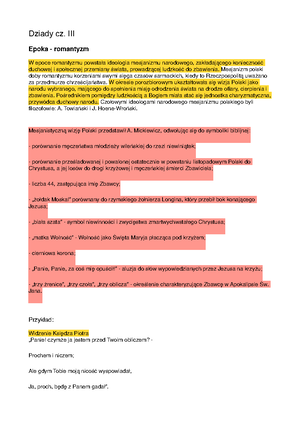 Dziady cz iii opracowanie lektury - SPRAWDZIAN NA POCZĄTEK Spis treści