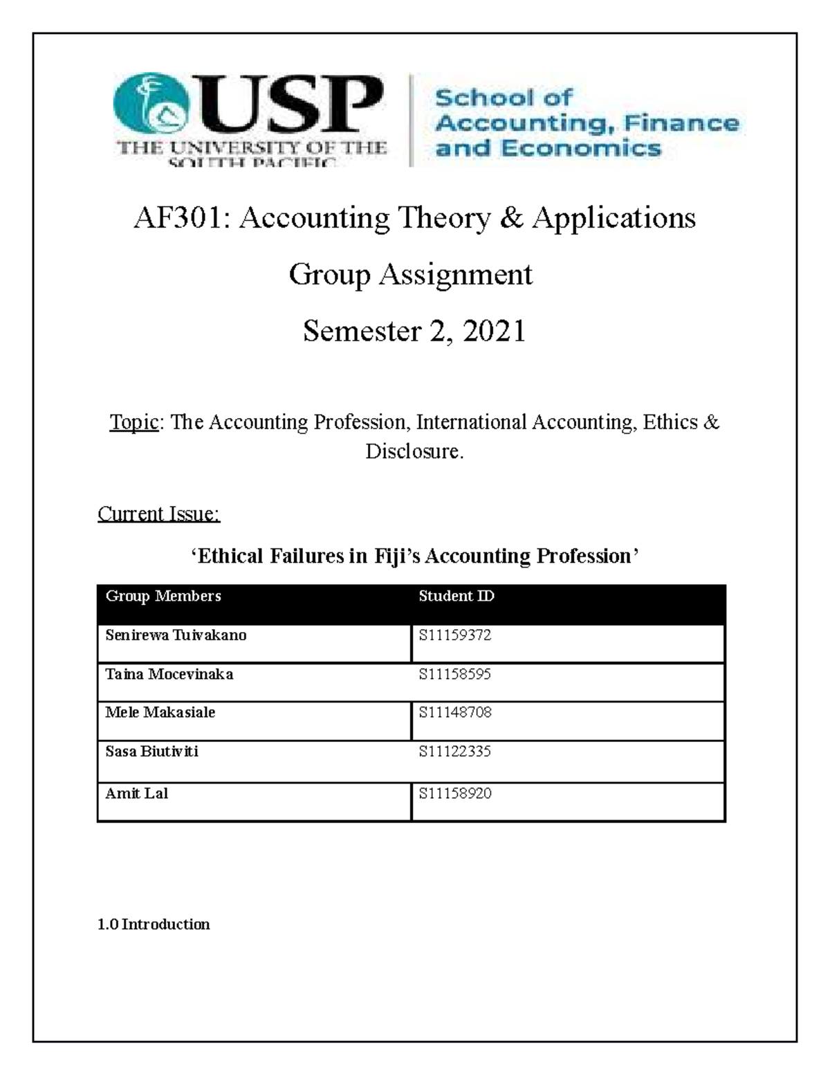 AF301-Assignment Theories Mele - AccountingTheory - USP - Studocu