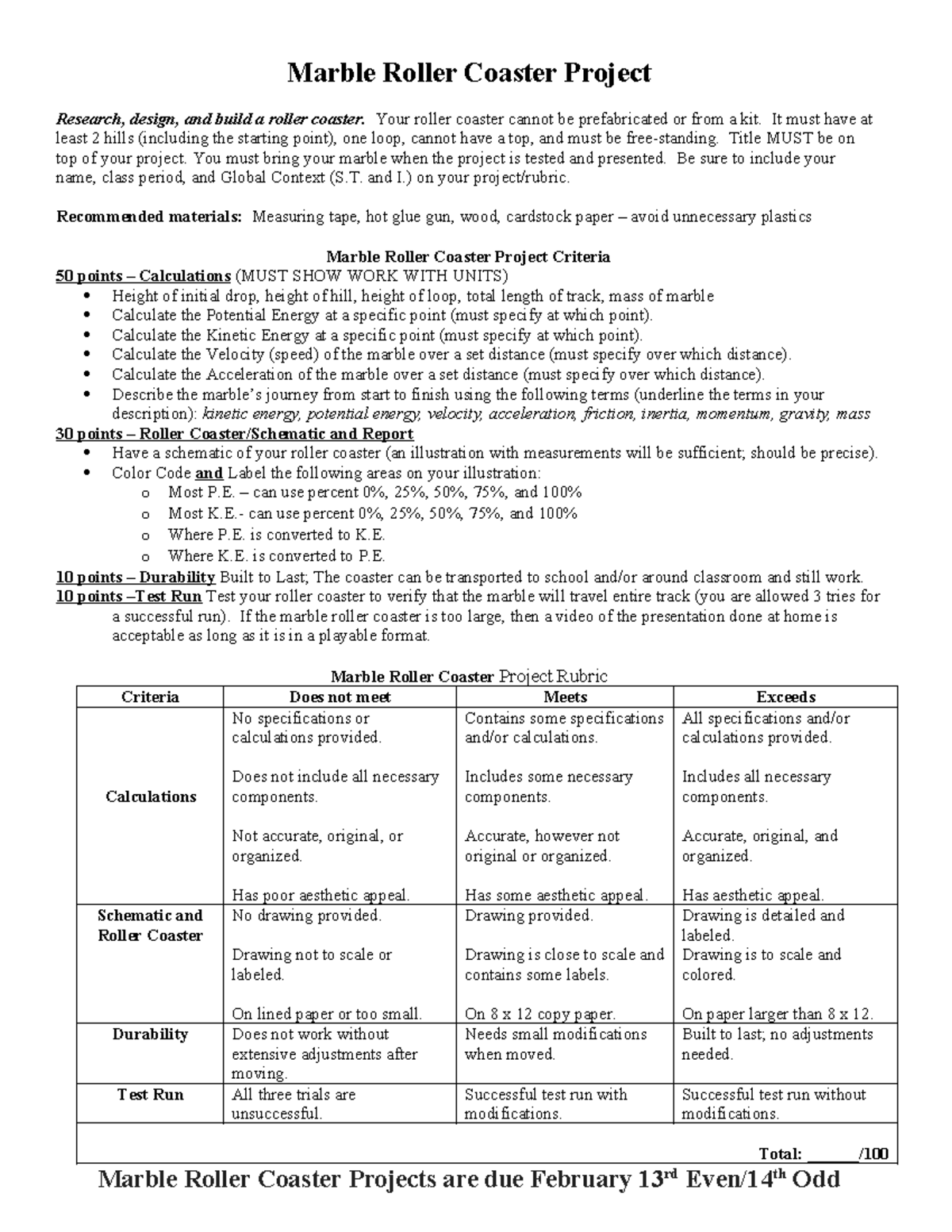roller-coaster-project-2023-rubric-marble-roller-coaster-project