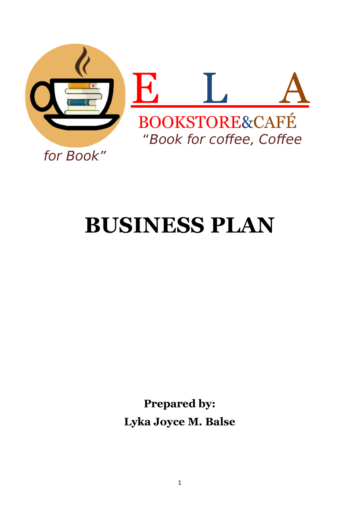 bookstore and cafe business plan