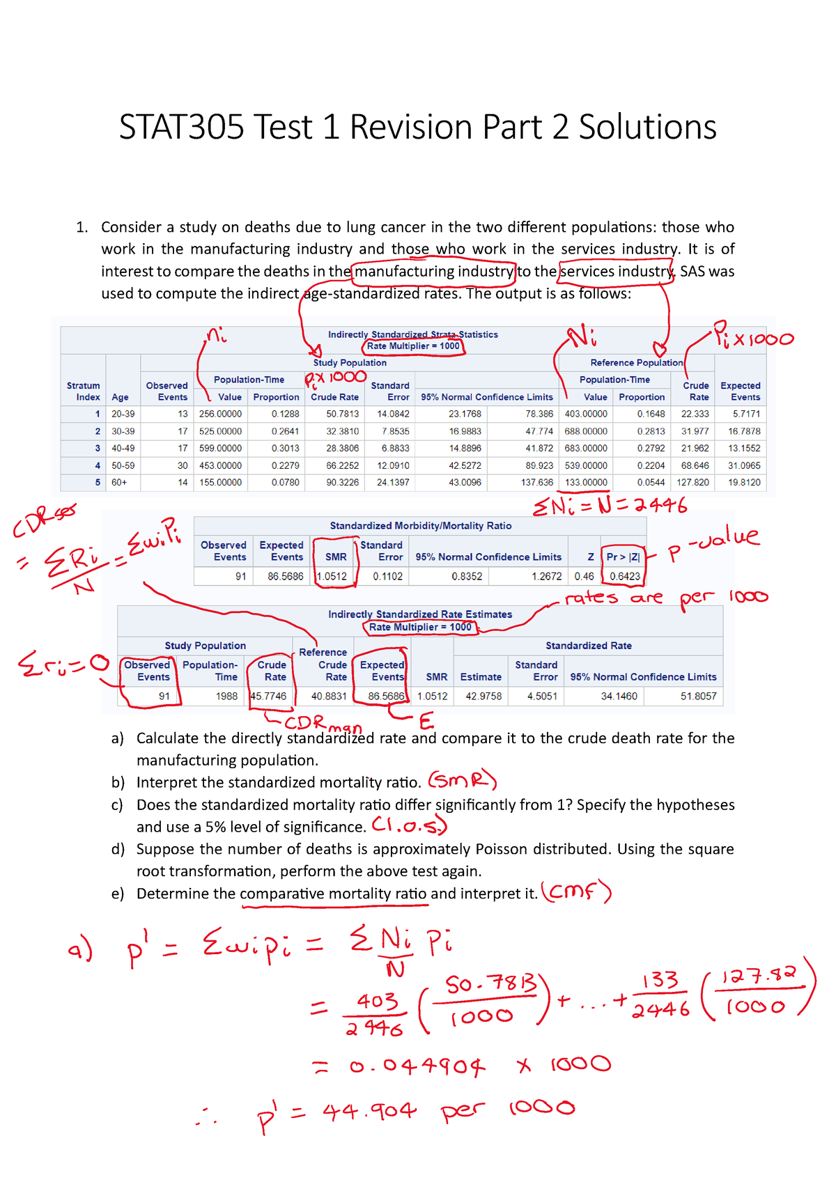 STAT305 Test 1 Revision Part 2 Solutions - STAT305 Test 1 Revision Part ...