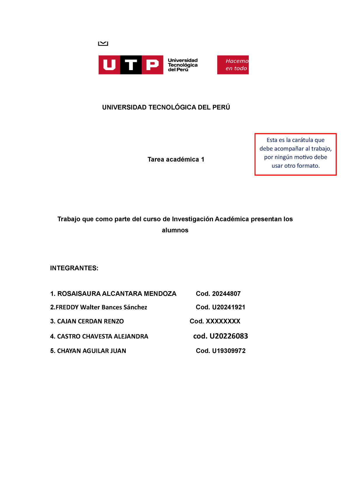 S7 Ejemplo De Tarea Académica 2 Universidad TecnolÓgica Del PerÚ Tarea Académica 1 Trabajo Que 9514