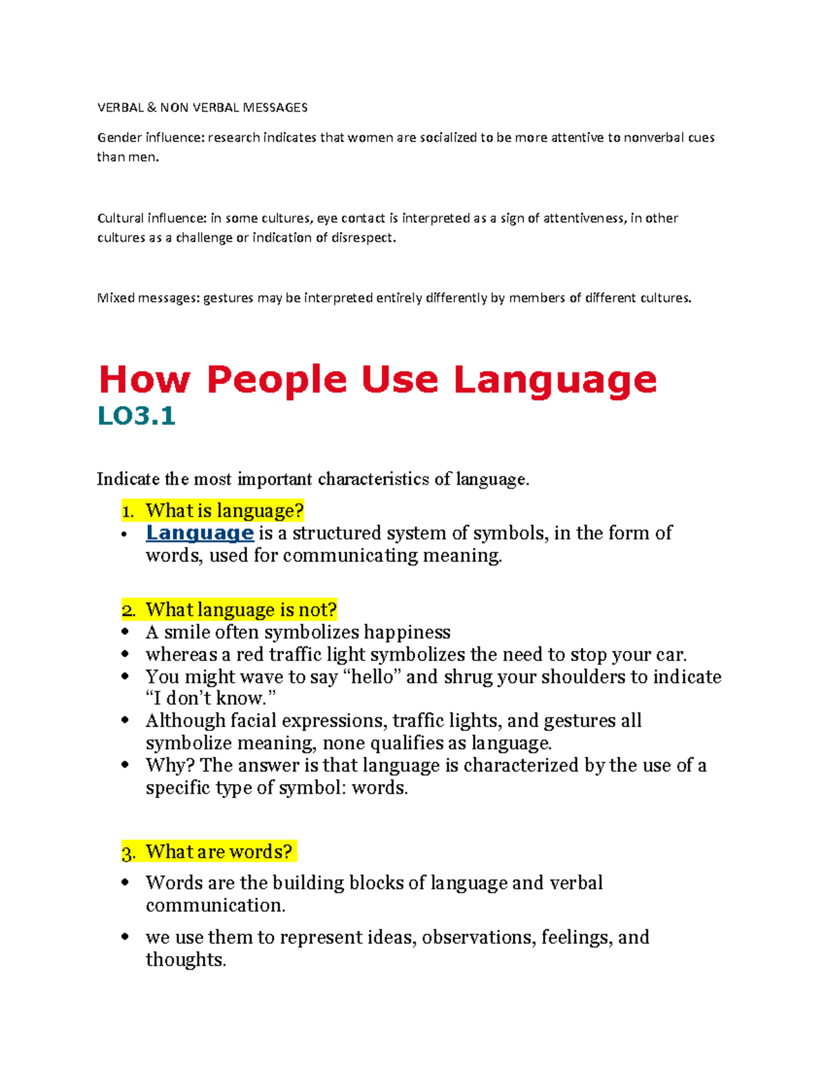Chapter 3 Verbal Nonverbal Messages - VERBAL & NON VERBAL MESSAGES ...