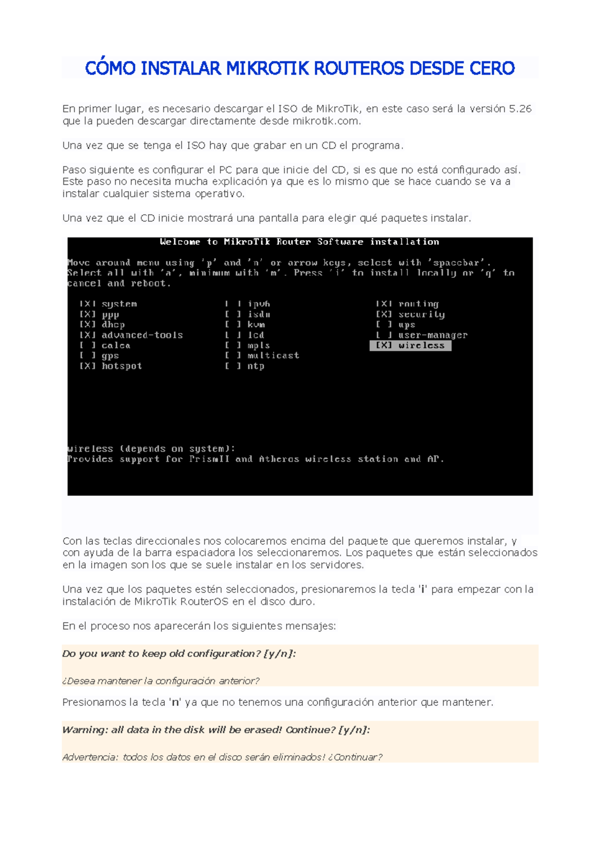 01 Cómo instalar Mikro Tik Router OS desde Cero - CÓMO INSTALAR ...