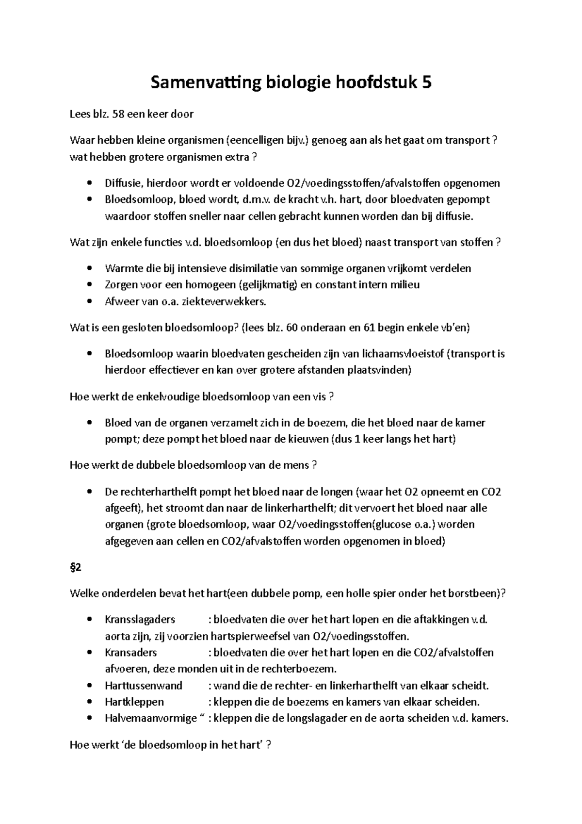 Biologie Samenvatting Hoofdstuk 5 - Samenvatting Biologie Hoofdstuk 5 ...