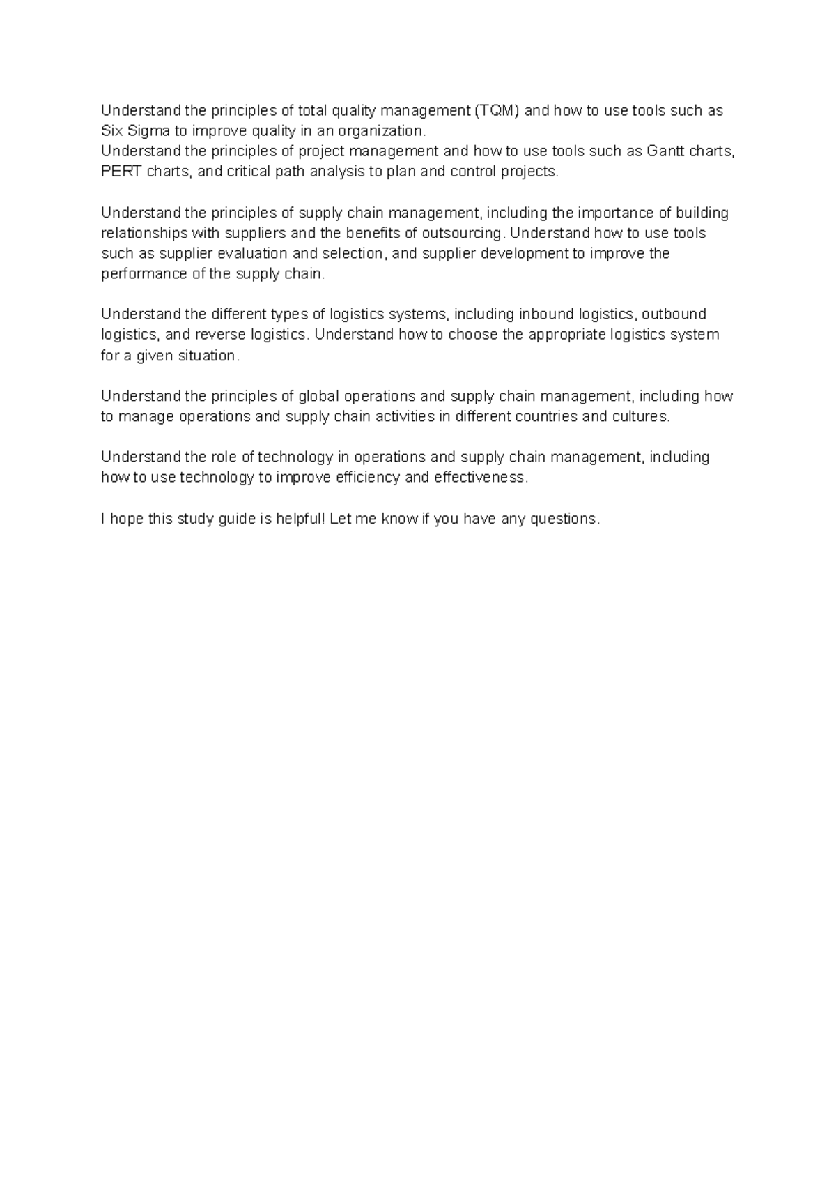 Operations and Supply Chain Management - C720 study guide p2 ...