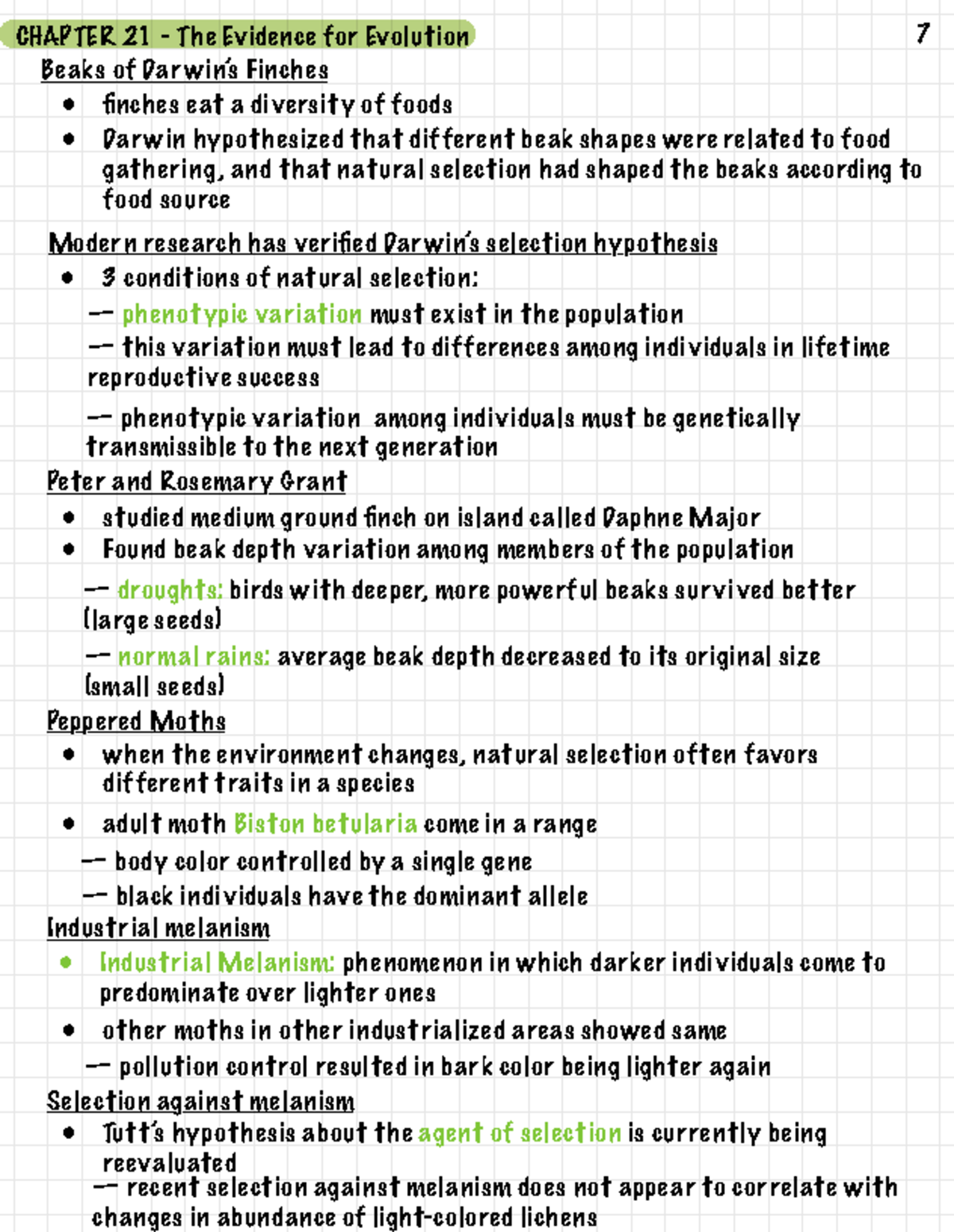 Bioscience II CHAPTER 21 NOTES - CHAPTER 21 - The Evidence for ...