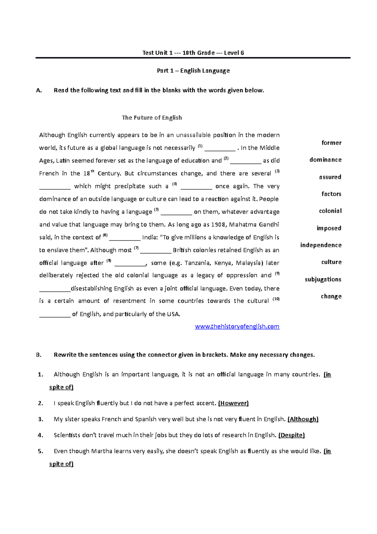 Types Of English Test