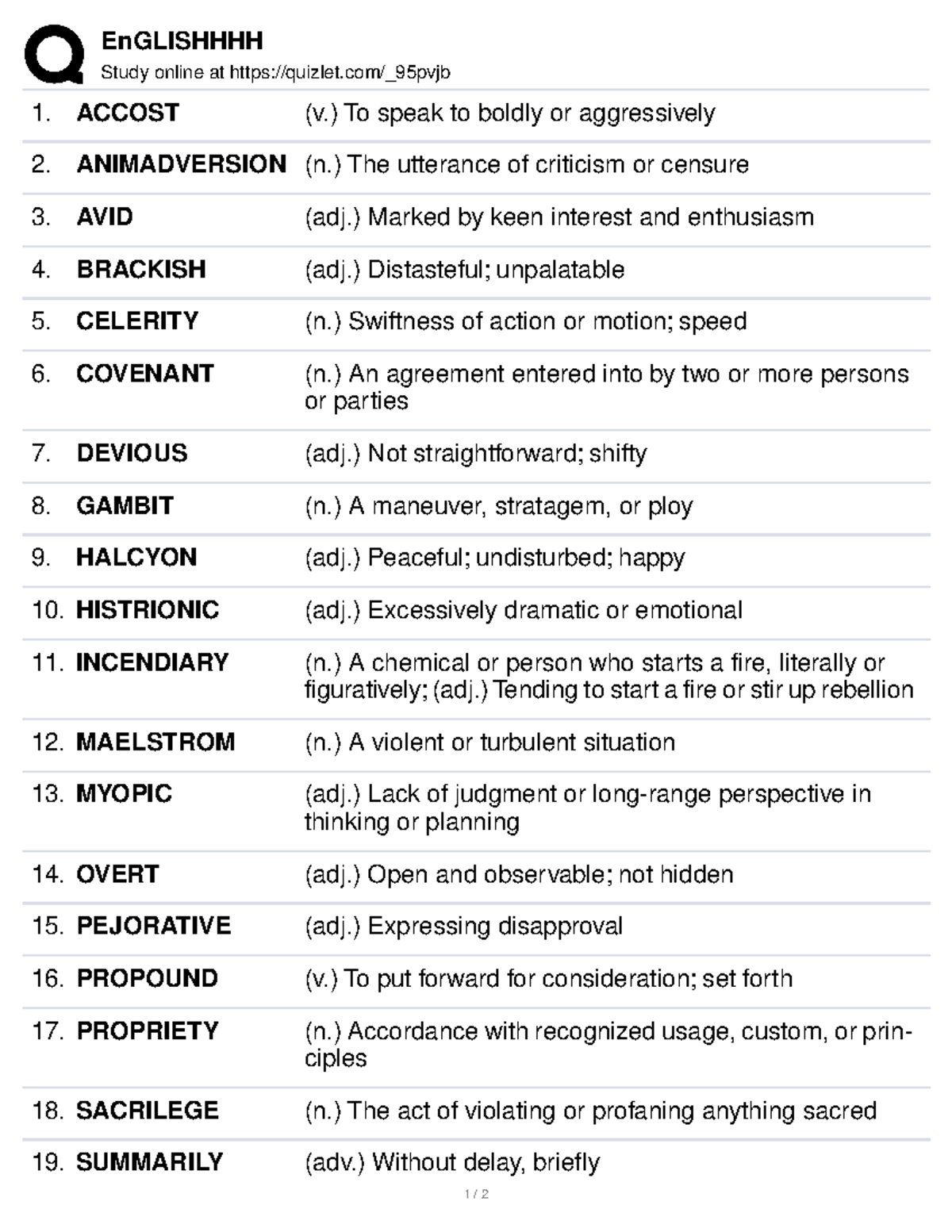 English UNIT 2 - EnGLISHHHH Study online at quizlet/_95pvjb ACCOST (v ...