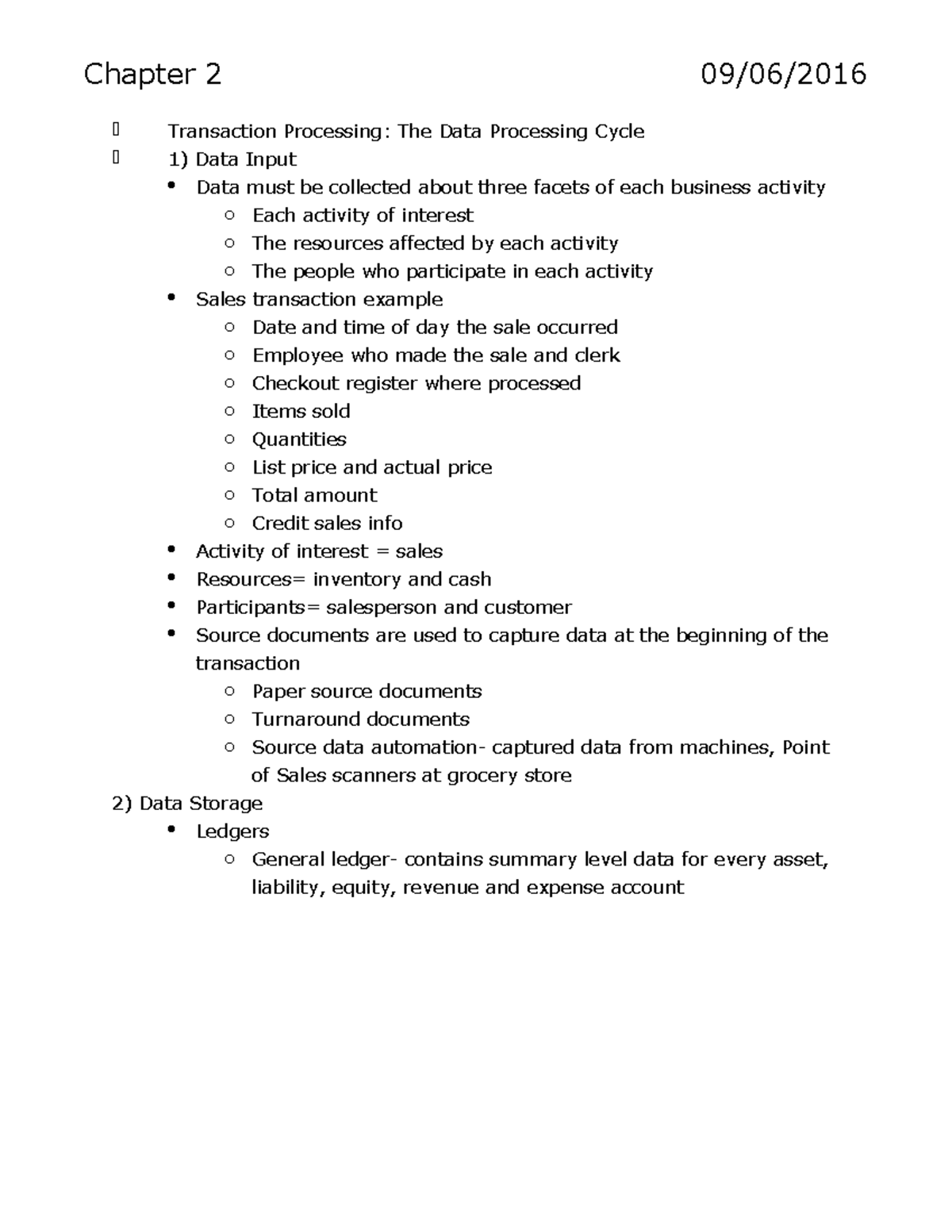 Chapter 2 - Summary Accounting Information Systems - Chapter 2 09/06 ...