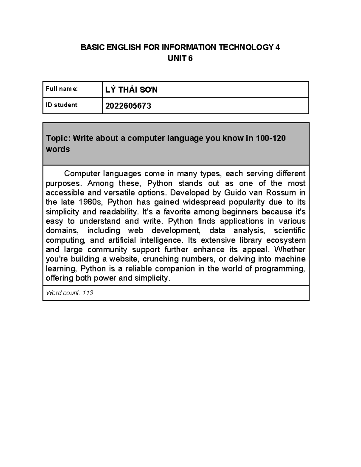 Unit6 Writing English Basic English For Information Technology 4 Unit