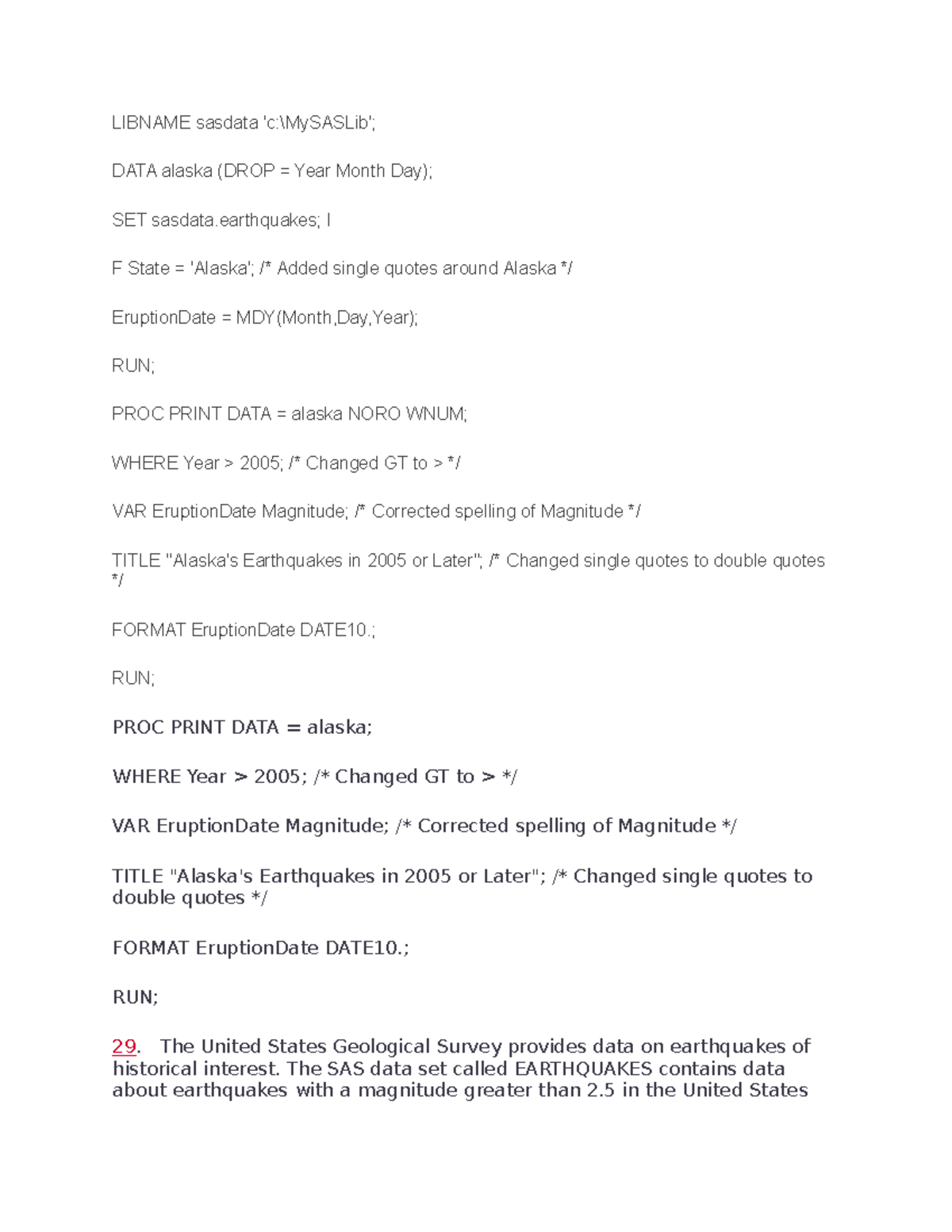 Libname sasdata - coursework - LIBNAME sasdata 'c:\MySASLib'; DATA ...