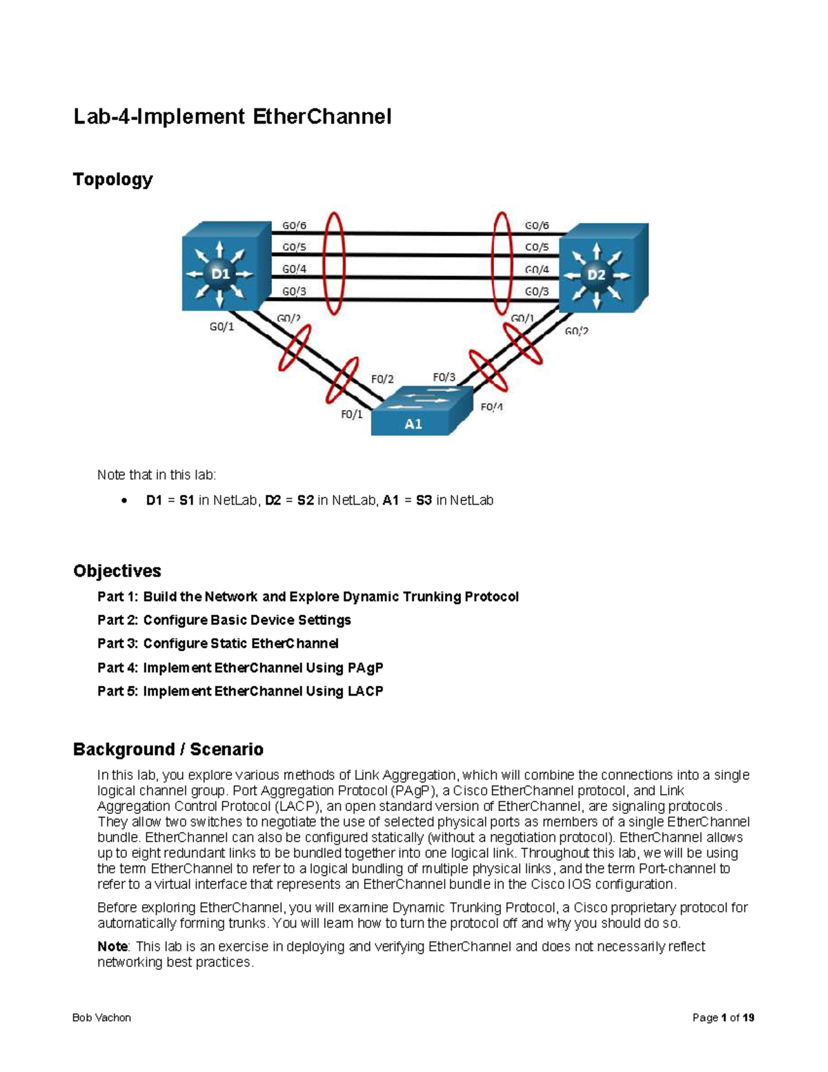 Lab-4-Implement Ether Channel - Topology Note That In This Lab: D1 = S1 ...