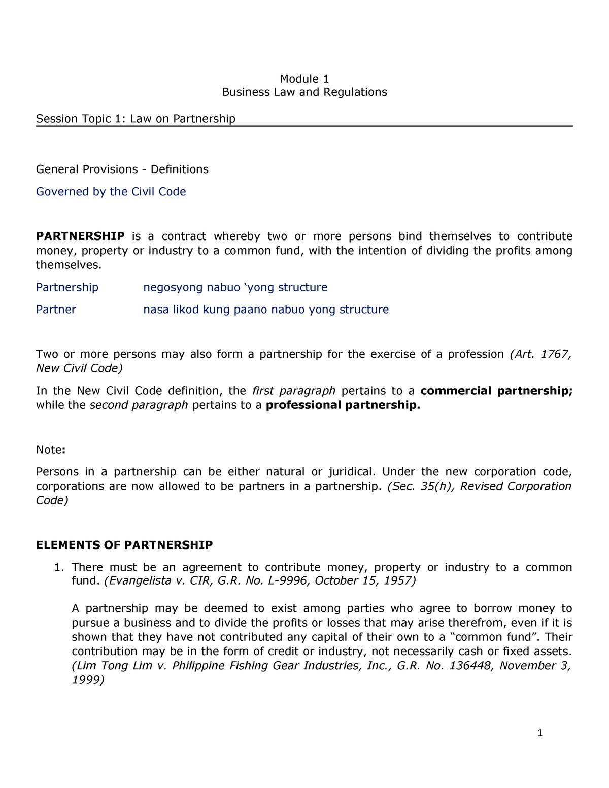 BLWN05B - 2 - Module 1 Business Law And Regulations Session Topic 1 ...