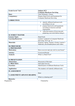 Cookery 10 DLL - Dll - GRADES 1 To 12 DAILY LESSON LOG School: Grade ...