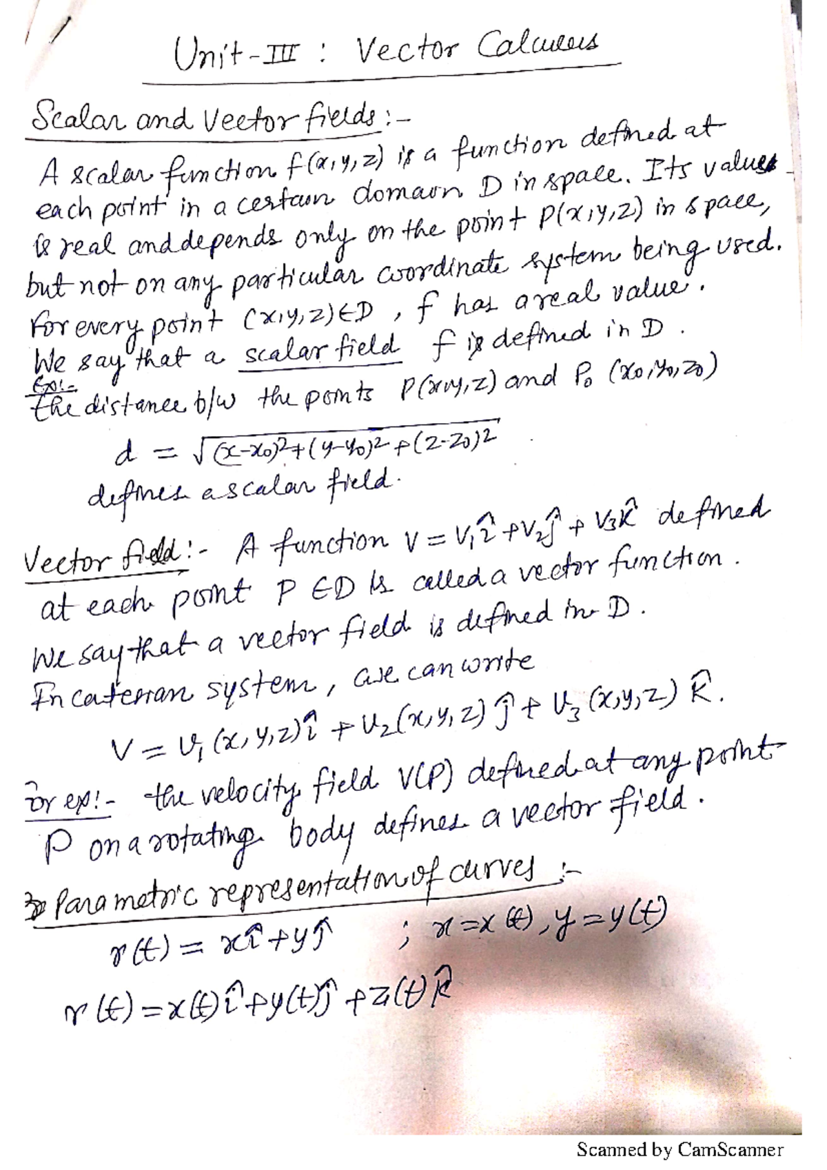 Lecture 01 - VECTOR CALCULAOUS - mathematics II - Studocu