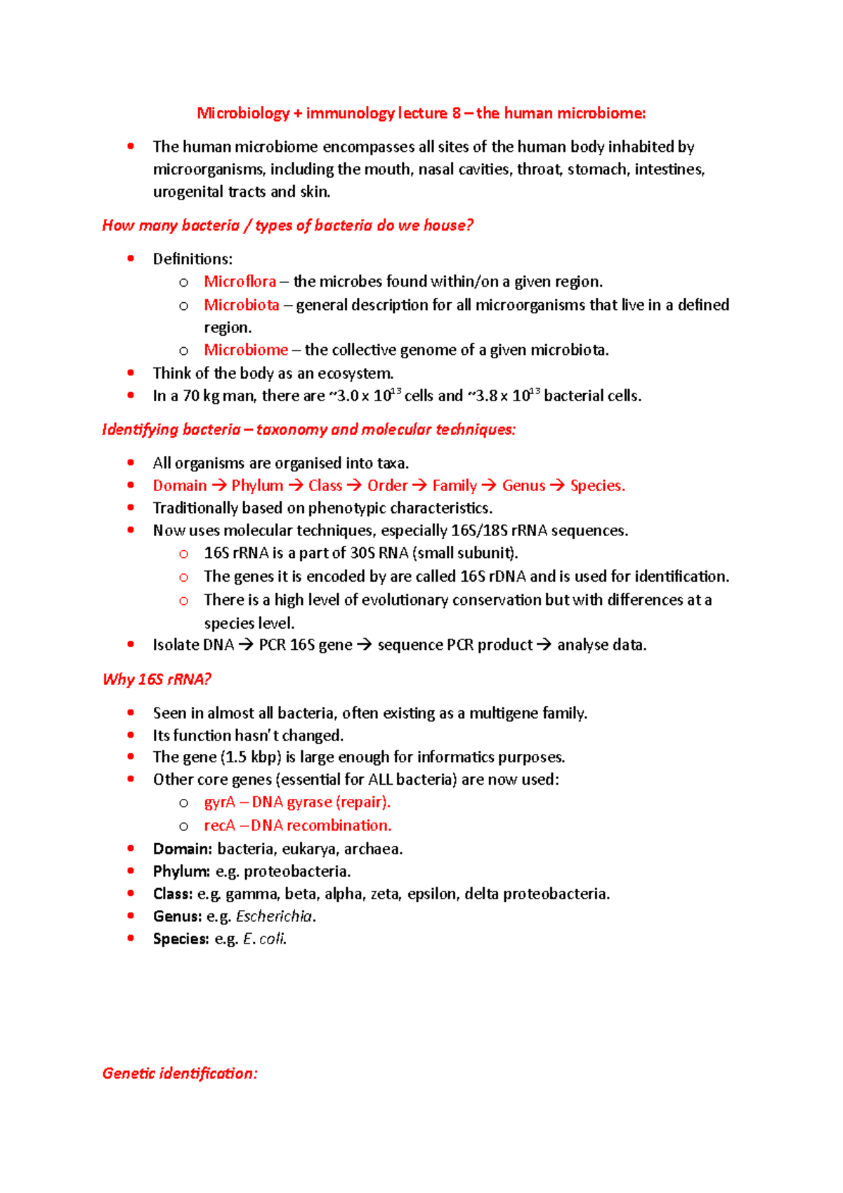 CMB1003 Microbiology + Immunology Lecture 8 - the human microbiome ...
