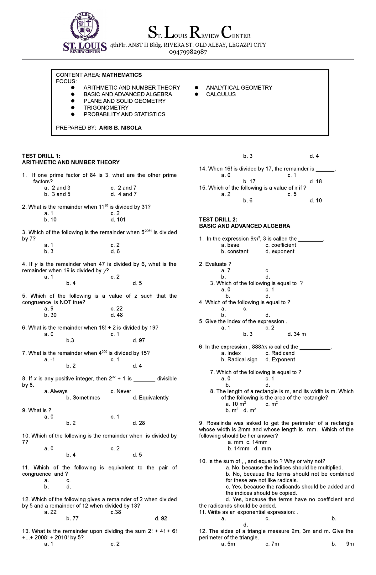 math-majorship-test-drills-a-st-louis-review-center-4thflr-anst-ii