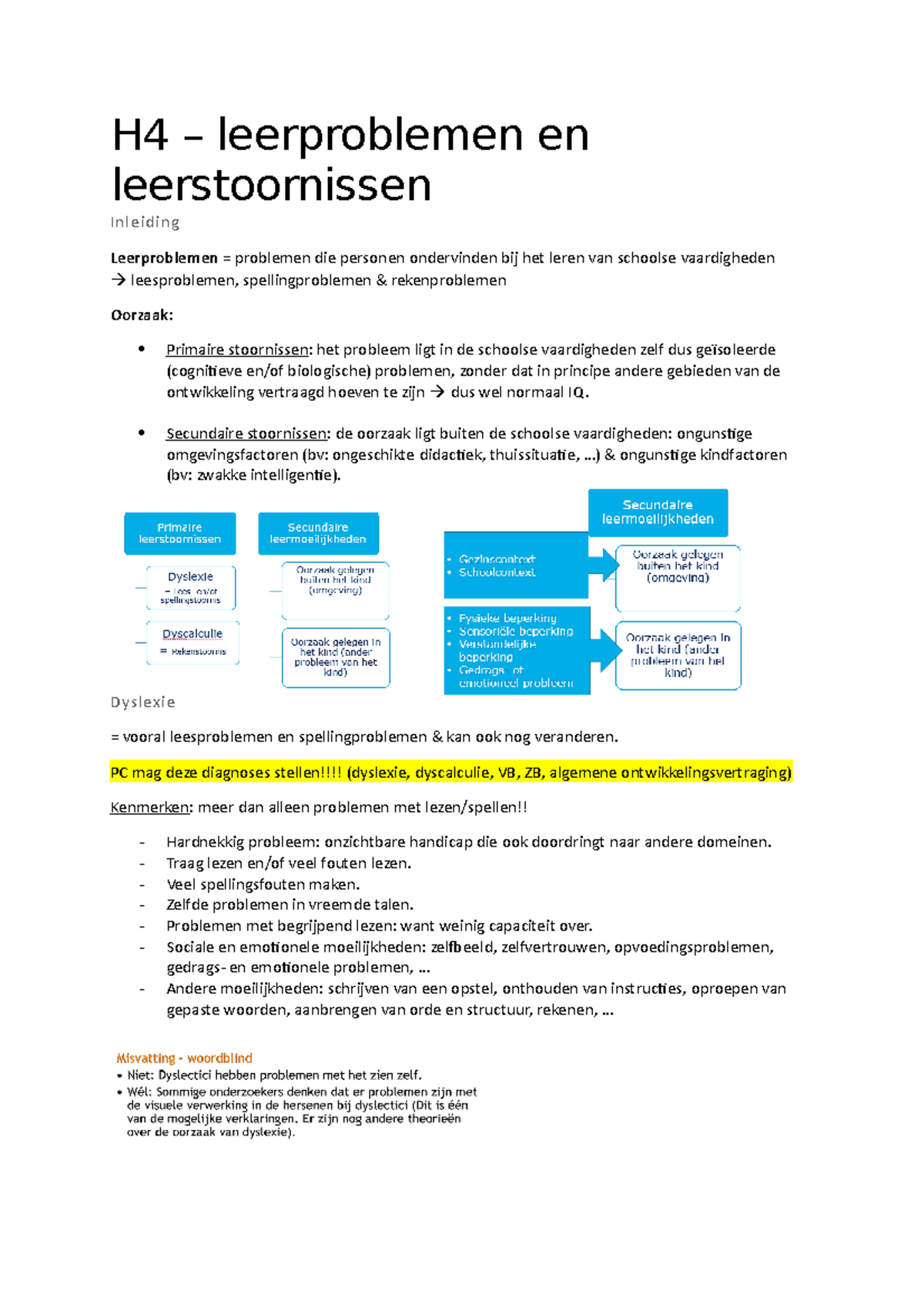 H4 – Leerproblemen En Leerstoornissen - H4 – Leerproblemen En ...