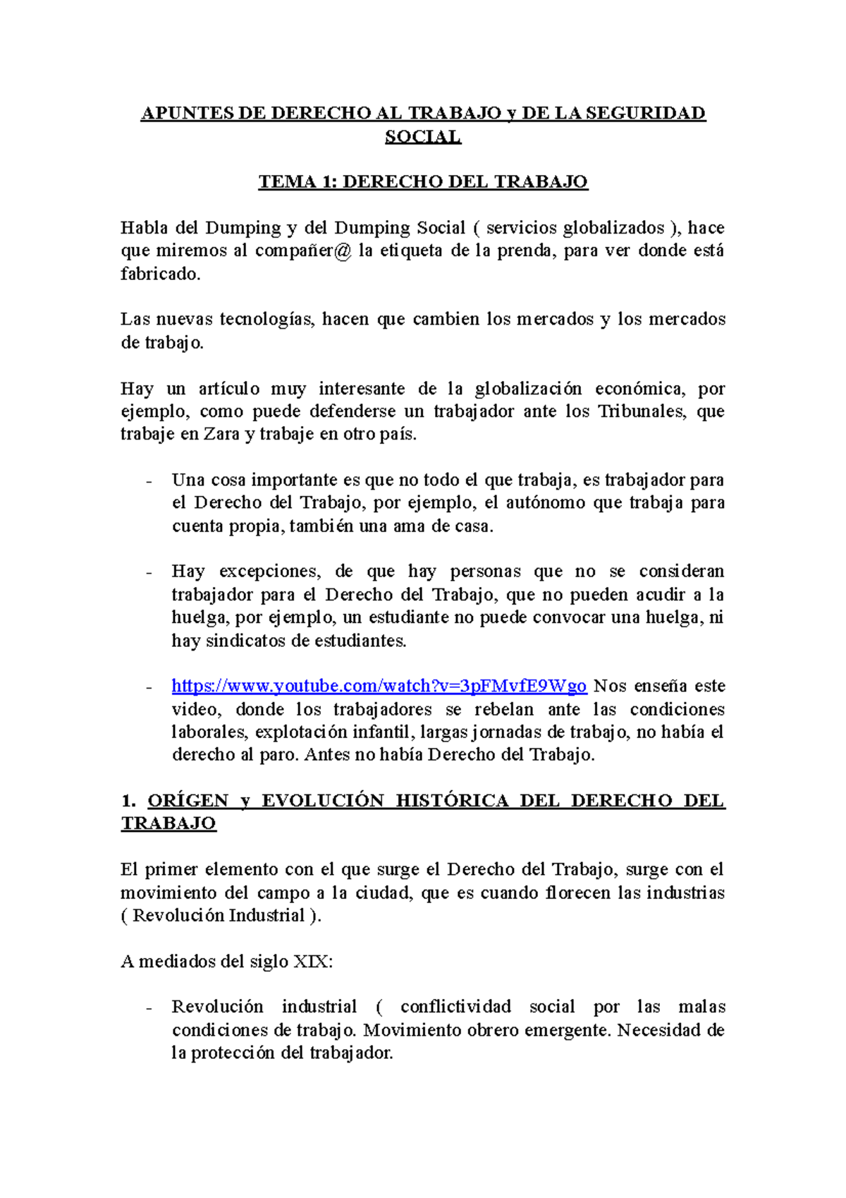 Apuntes DE Derecho AL Trabajo y DE LA Seguridad Social - Derecho del ...