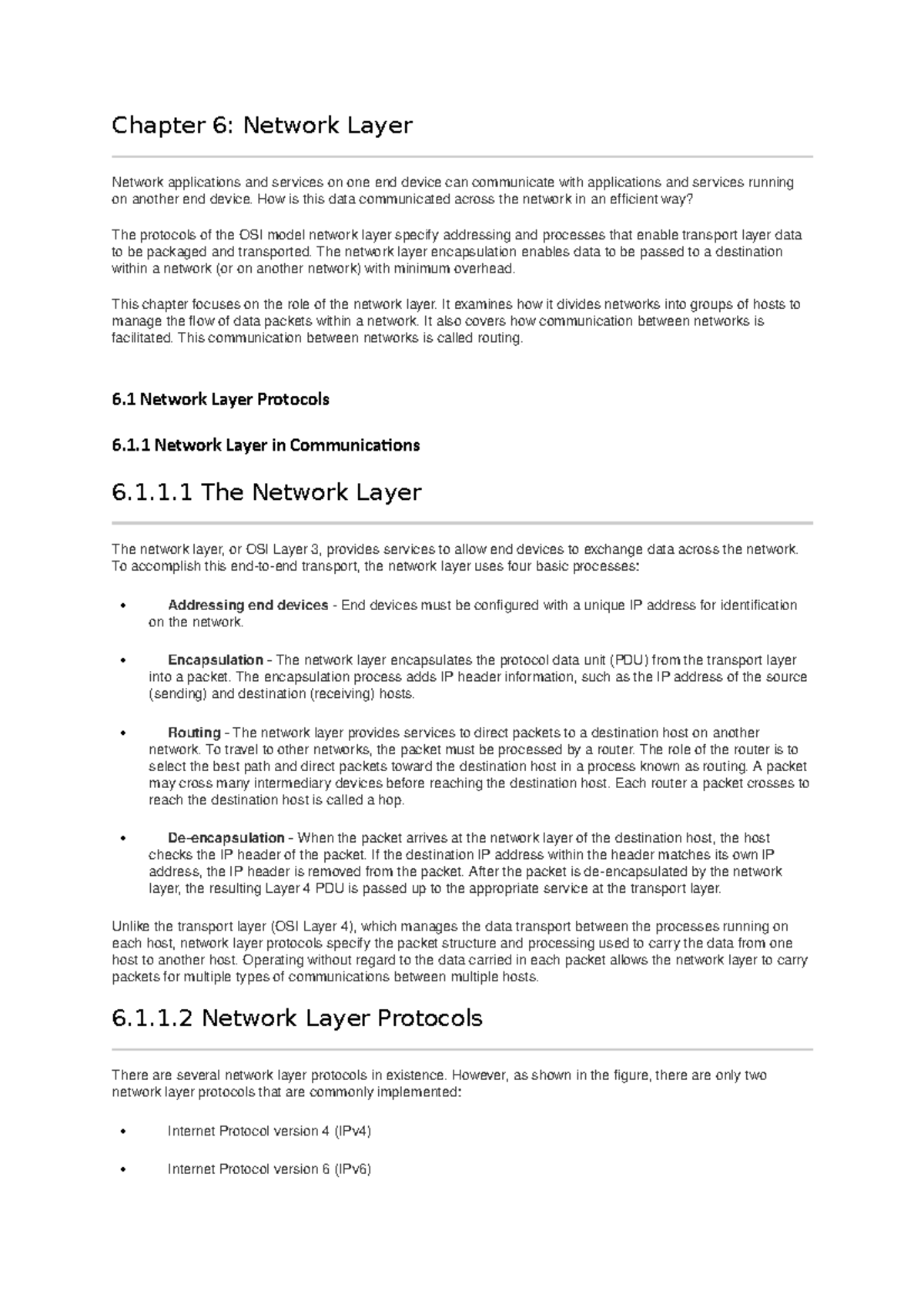 Chapter 6 - Chapter 6: Network Layer Network applications and services ...
