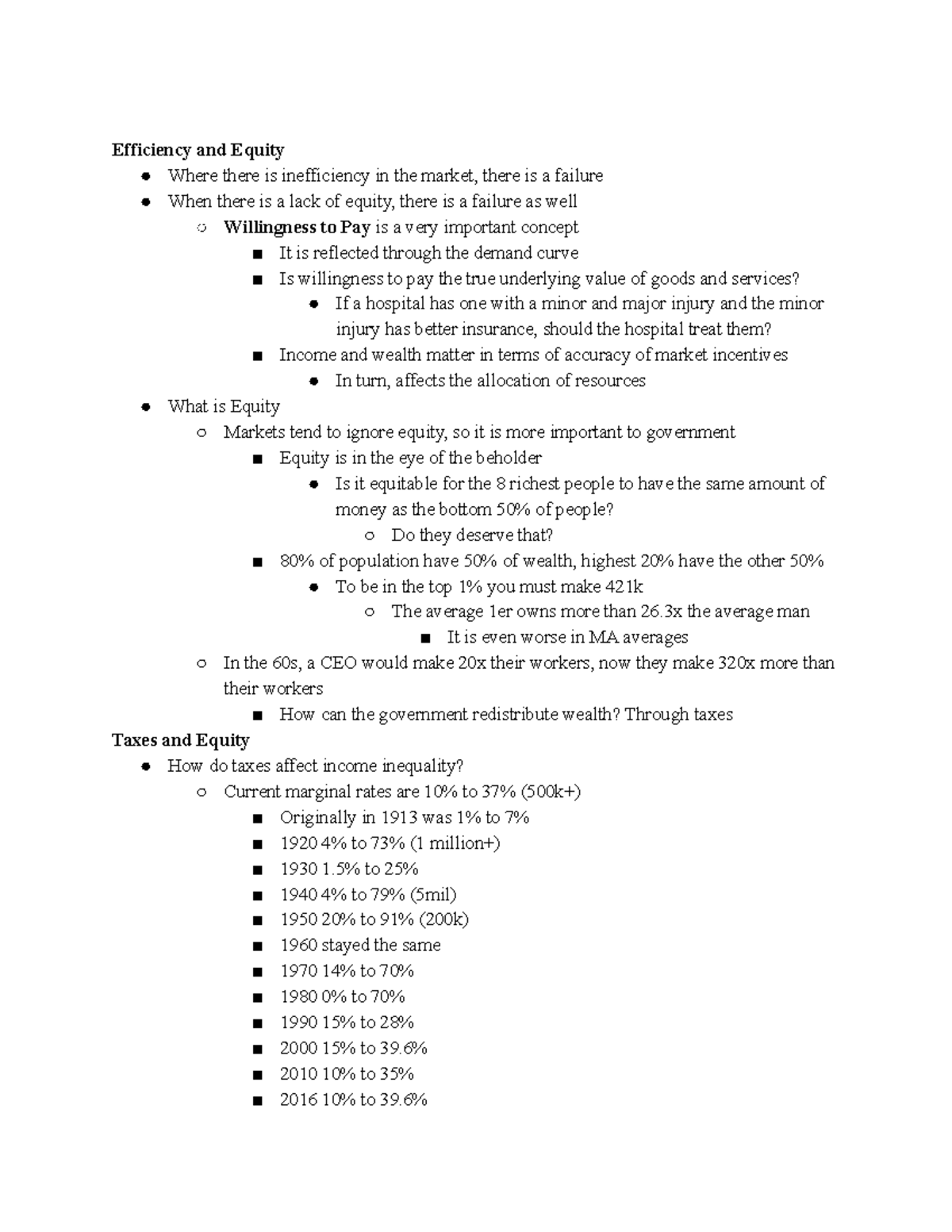 Micro Week 4 Notes - Efficiency and Equity Where there is inefficiency ...