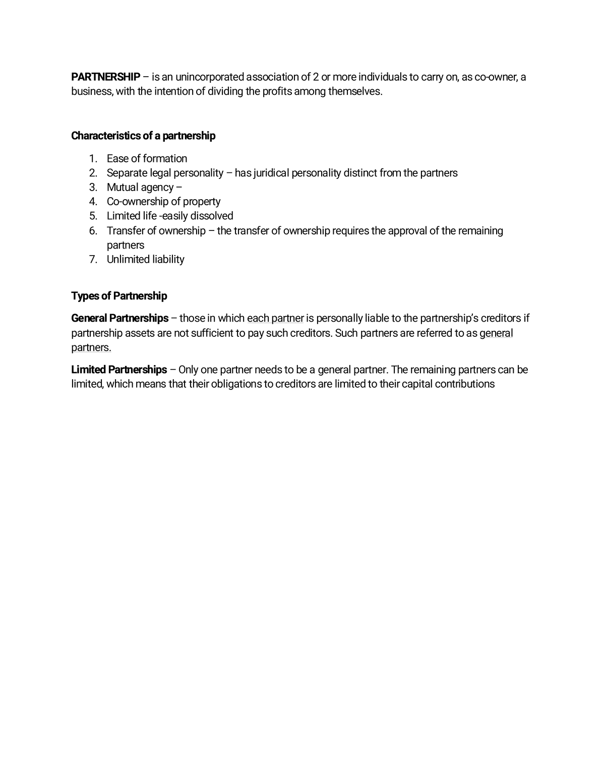1 Partnership Formation - PARTNERSHIP – is an unincorporated ...
