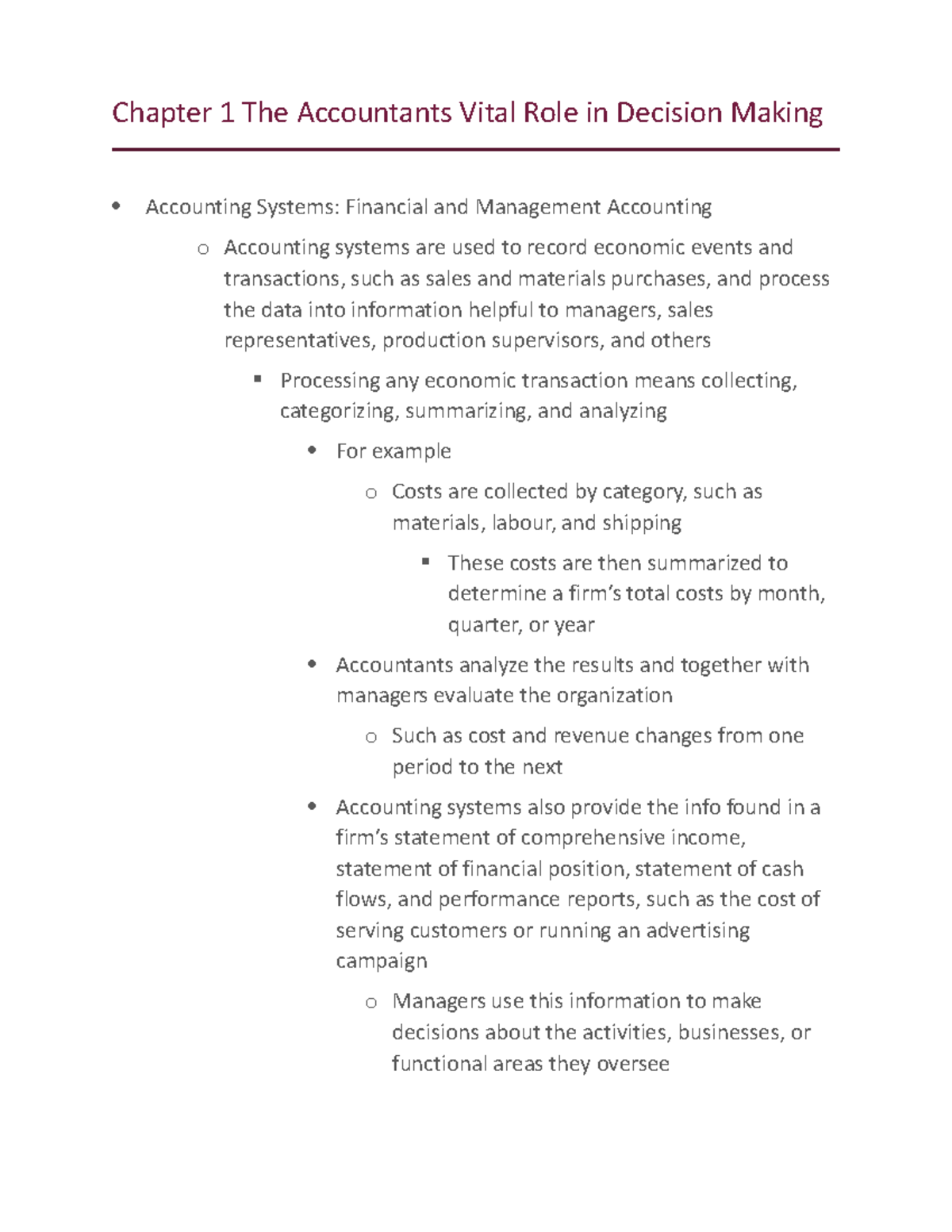 Chapter 1 The Accountants Vital Role in Decision Making - TWM includes ...