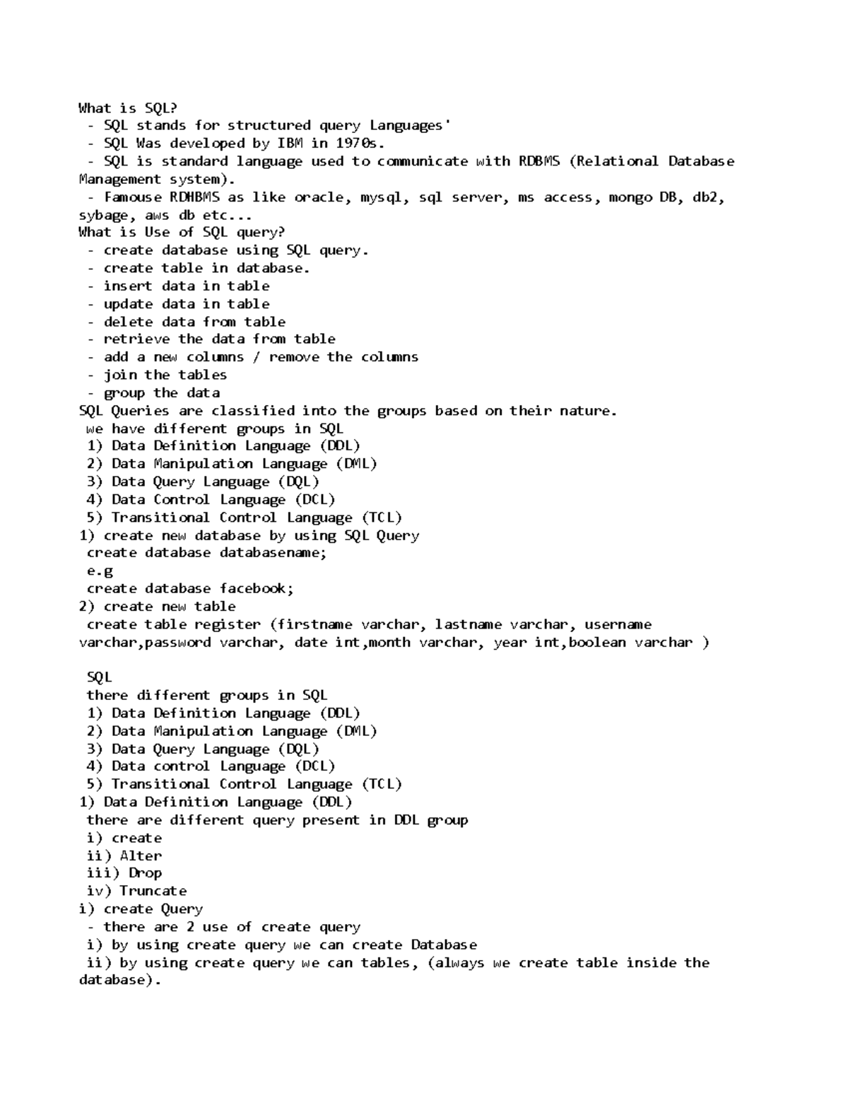 SQL - SQL is standard language used to communicate with RDBMS ...