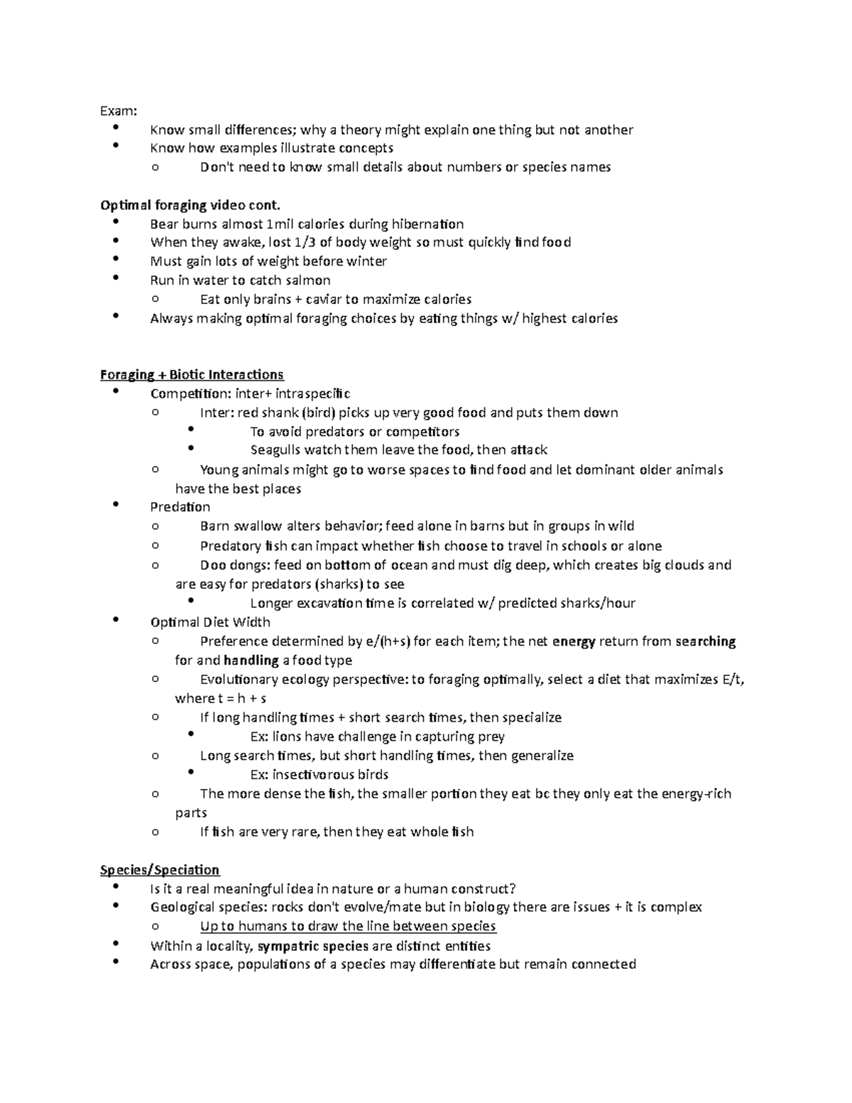 Lecture 8 notes - Exam: Know small differences; why a theory might ...