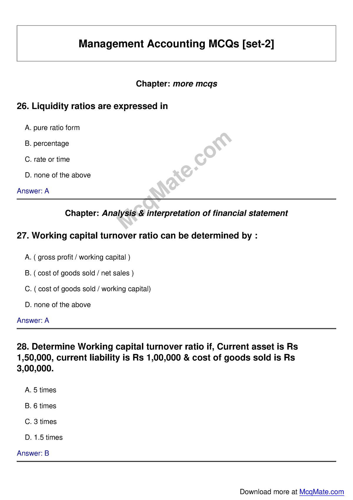 Management-accounting Solved MCQs [set-2] Mcq Mate - Management ...