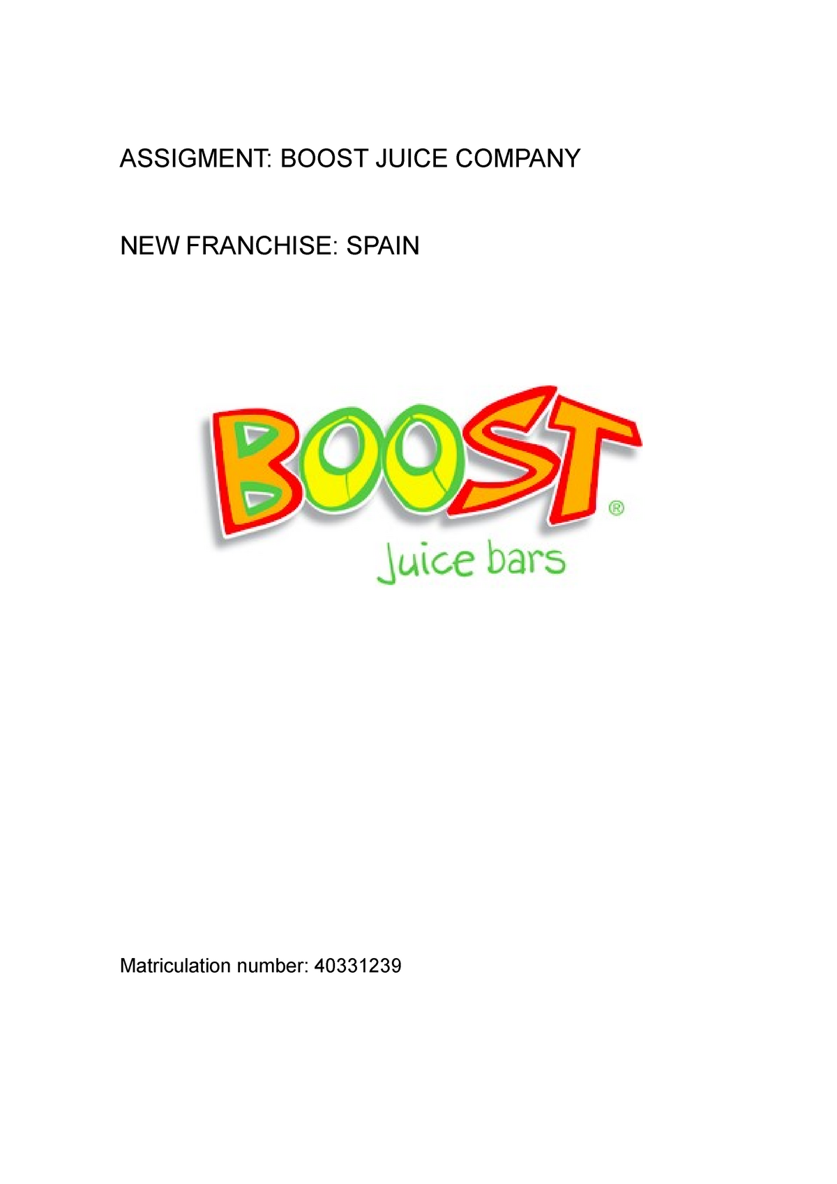 boost juice assignment