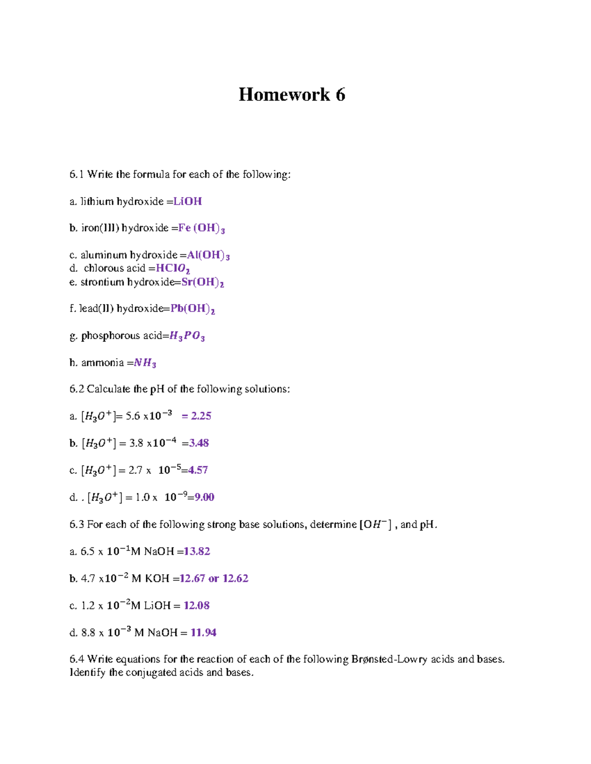 assignment 6 chemistry