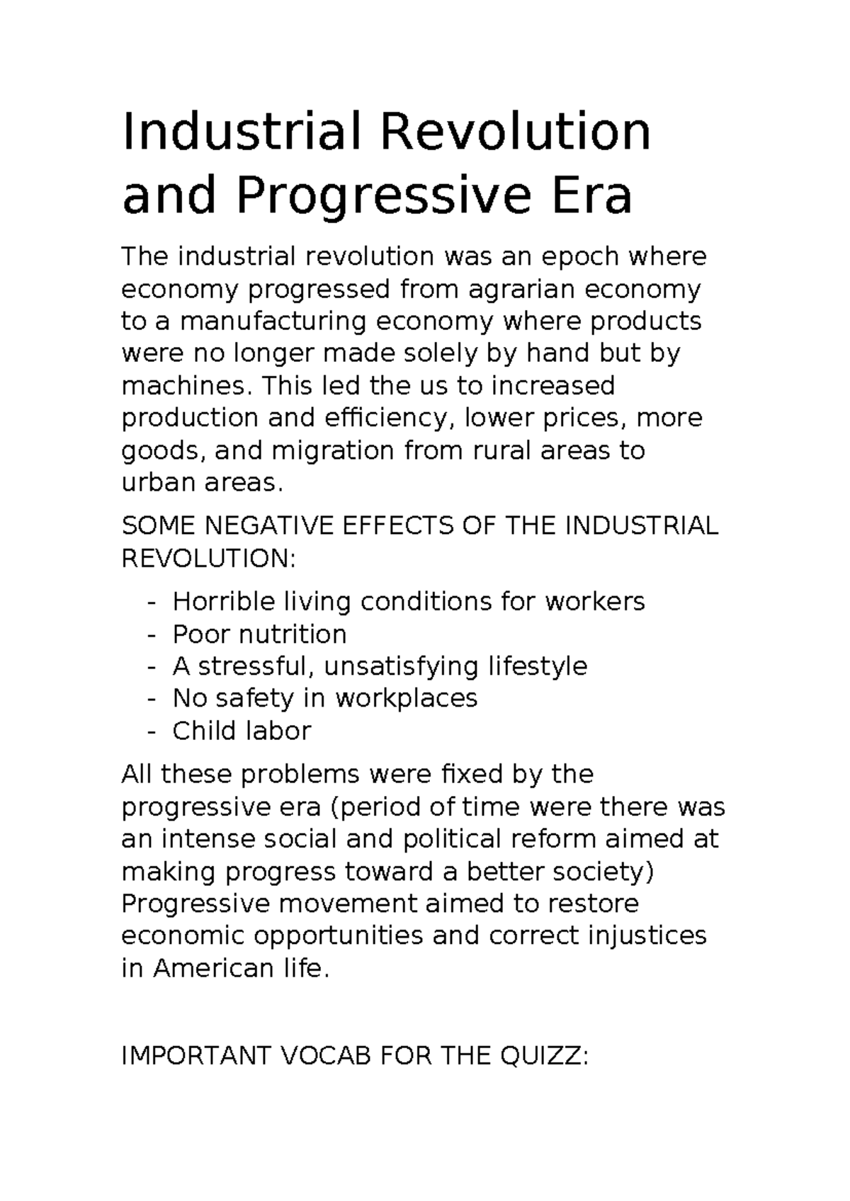 Industrial Revolution And Progressive Era - Industrial Revolution And ...