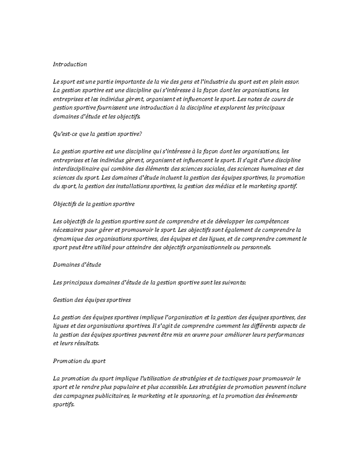 exemple d'introduction de dissertation sur le sport pdf