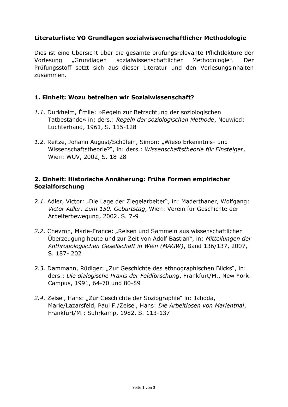 Literaturliste Methodologie - Seite 1 Von 3 Literaturliste VO ...