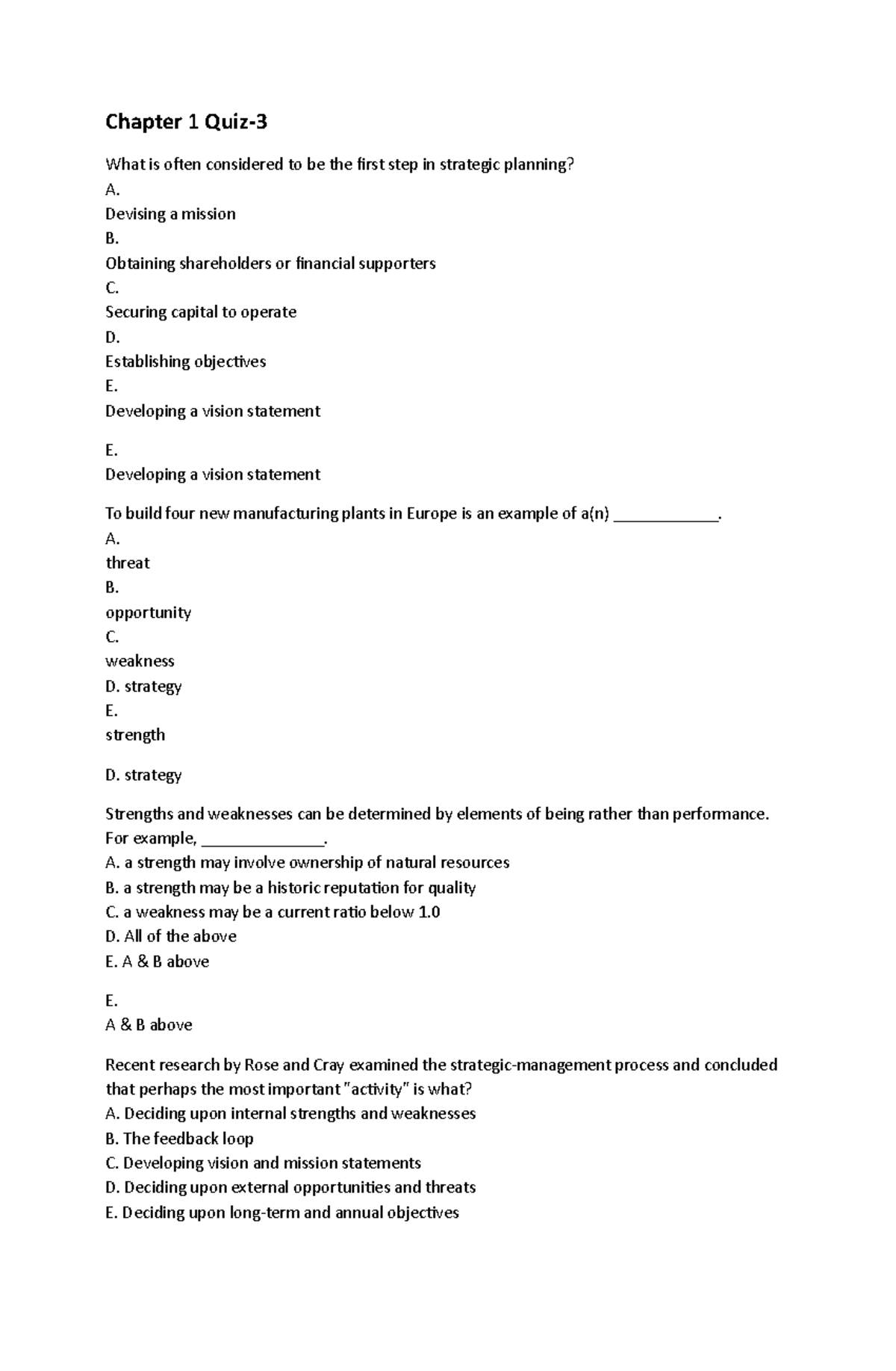 Chapter 1 Quiz-3 - Lecture notes 1-5 - Chapter 1 Quiz- What is often ...