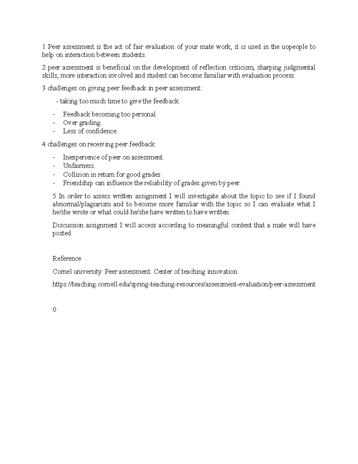 1 Peer assessment is the act of fair evaluation of your mate work - 2 ...
