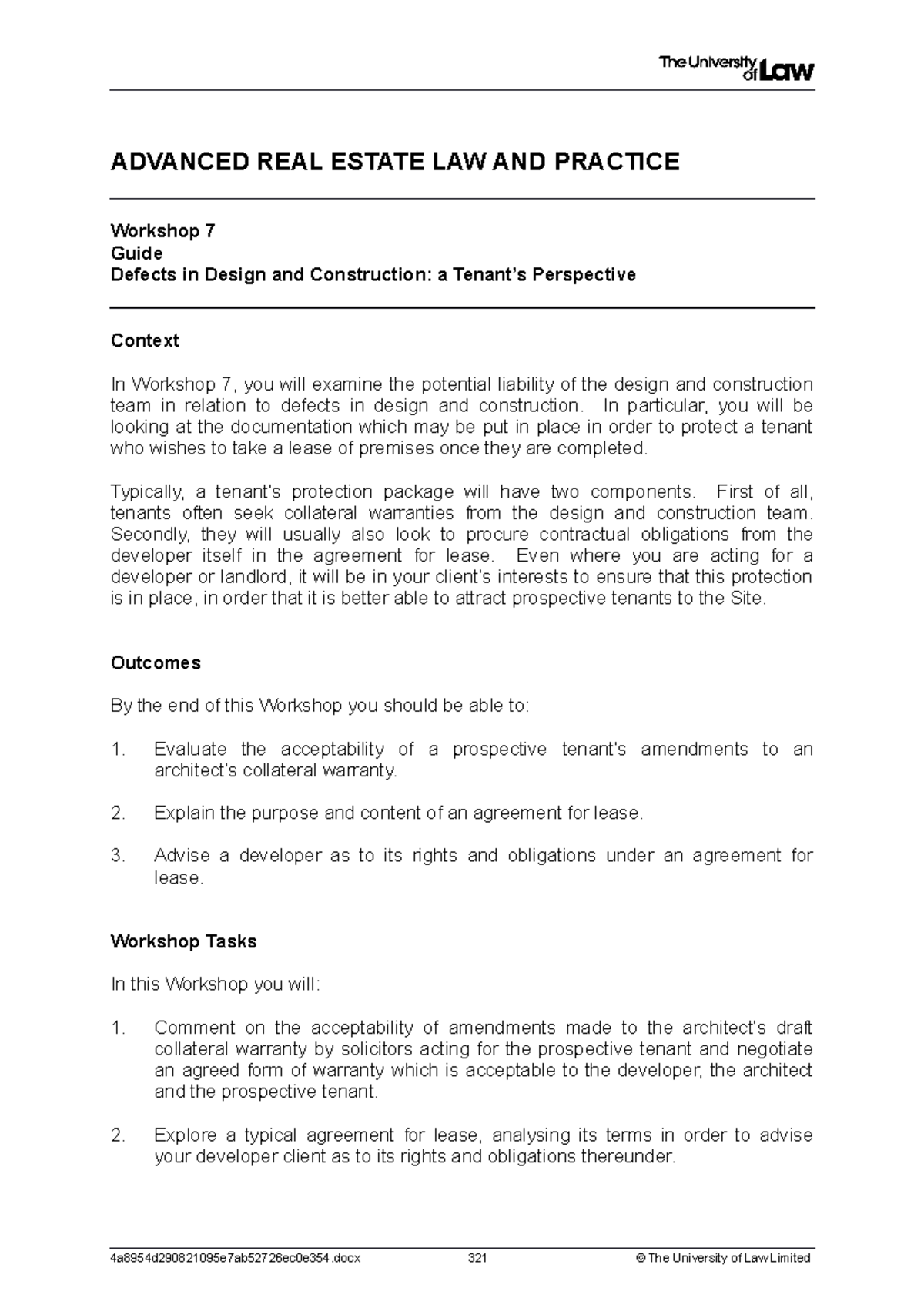 1920 are ws07 ce01 guide - ADVANCED REAL ESTATE LAW AND PRACTICE ...