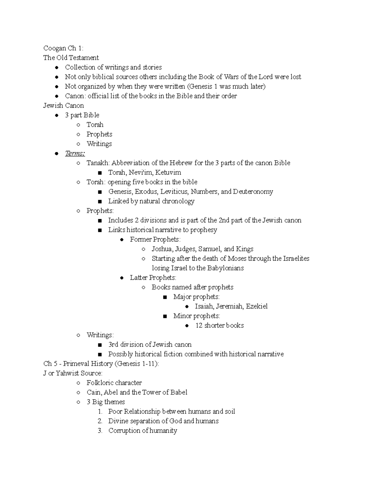 Book Notes Coogan 1, 5, 6 - Coogan Ch 1: The Old Testament Collection ...