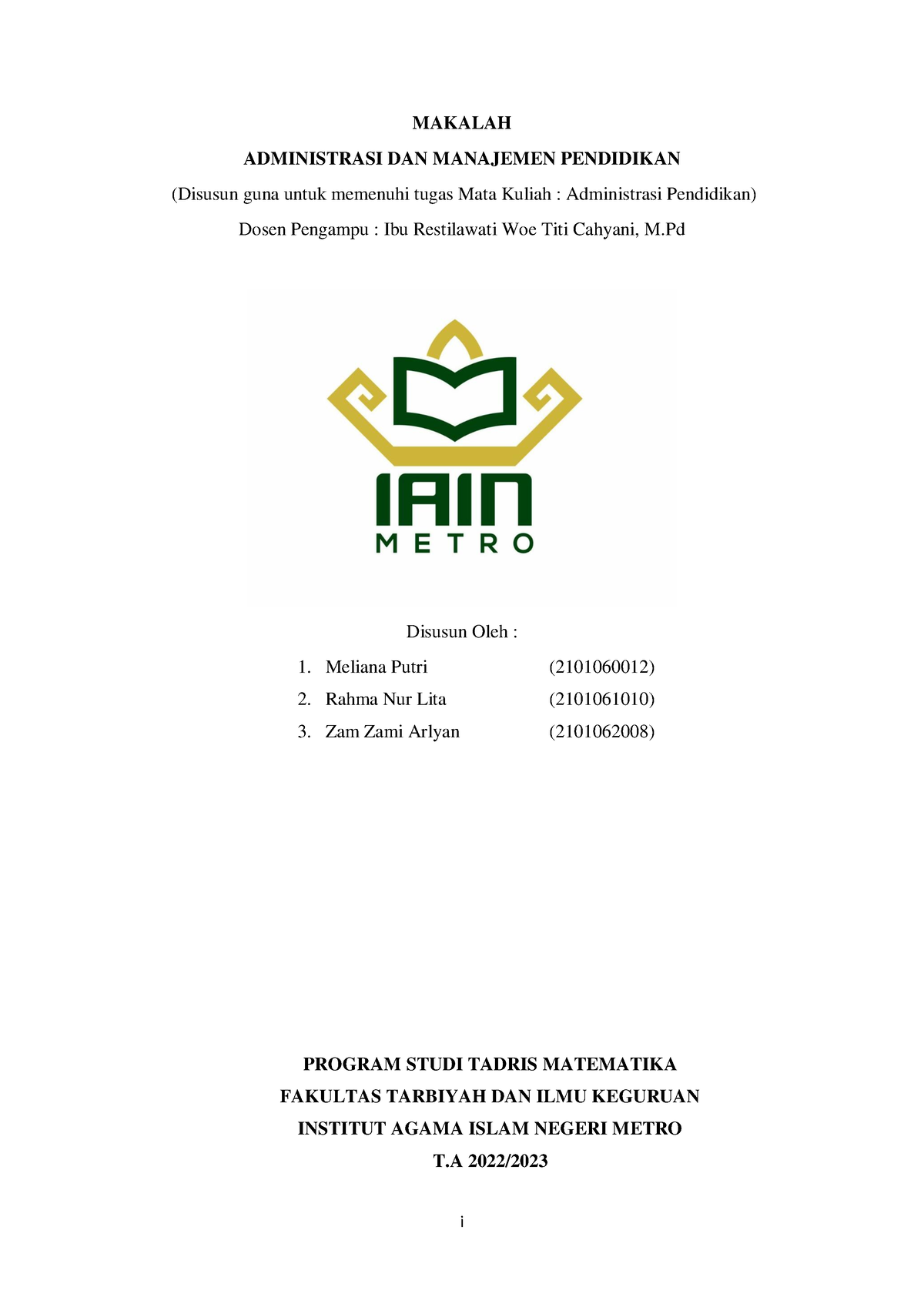 1. Makalah Administrasi DAN Manajemen Pendidikan - I MAKALAH ...