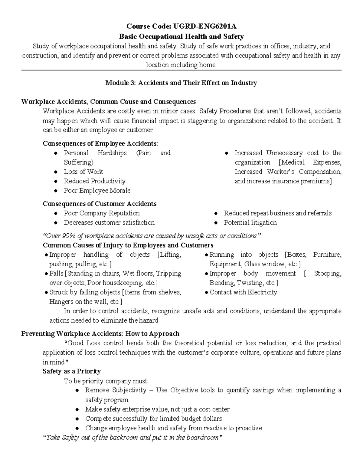 Basic OHS Prelim 2 - For Studying Notes - Course Code: UGRD-ENG6201A ...