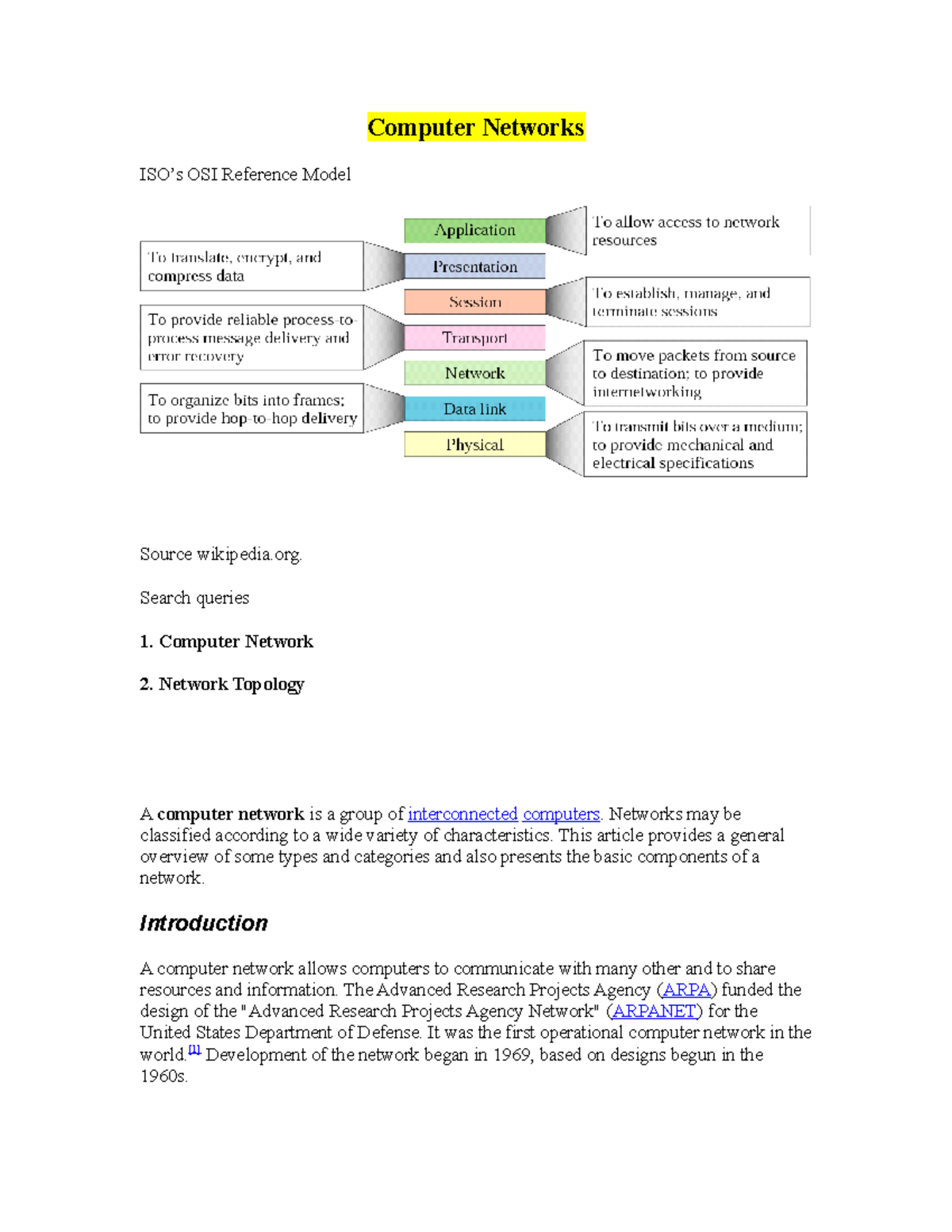 Handout 2 - Concepts related to Computer Networks - Computer Networks ...