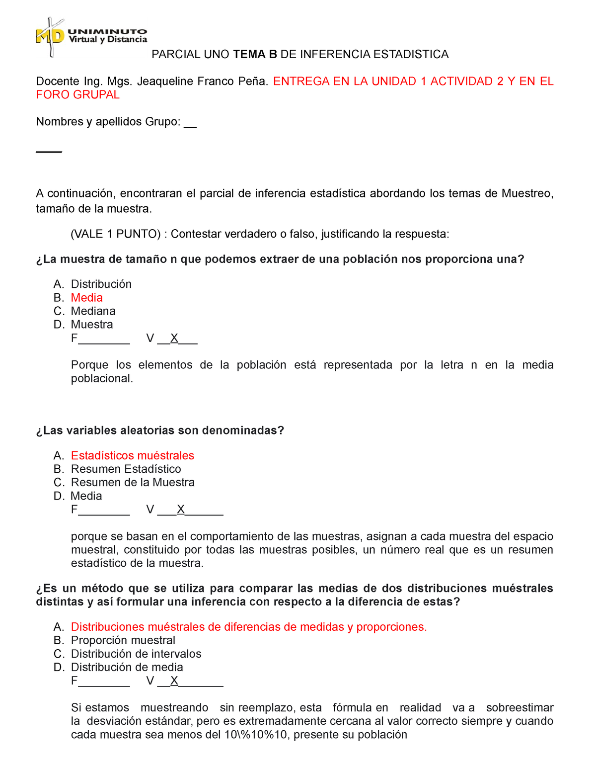 1ª Parcial Estadistica Inferencial - PARCIAL UNO TEMA B DE INFERENCIA ...