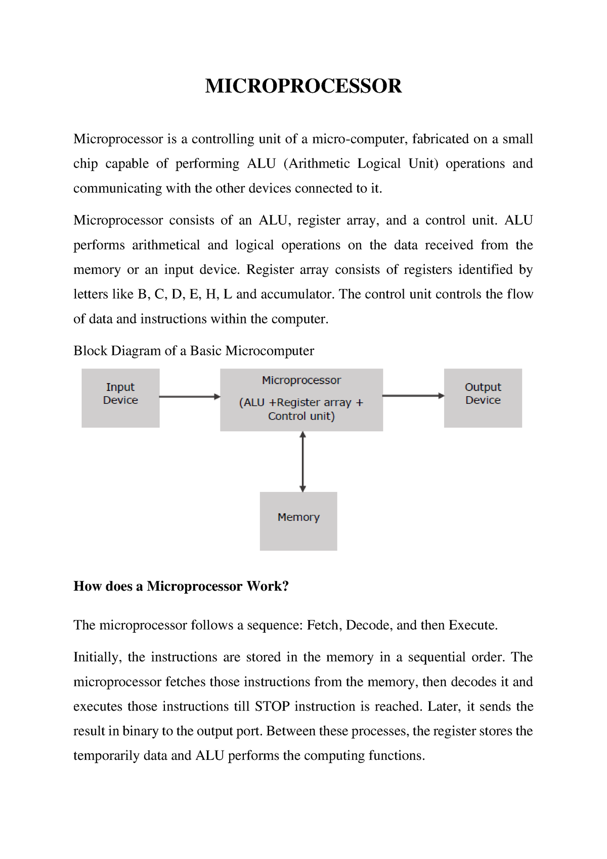 Microprocessor - Its Lecture Notes - MICROPROCESSOR Microprocessor Is A ...