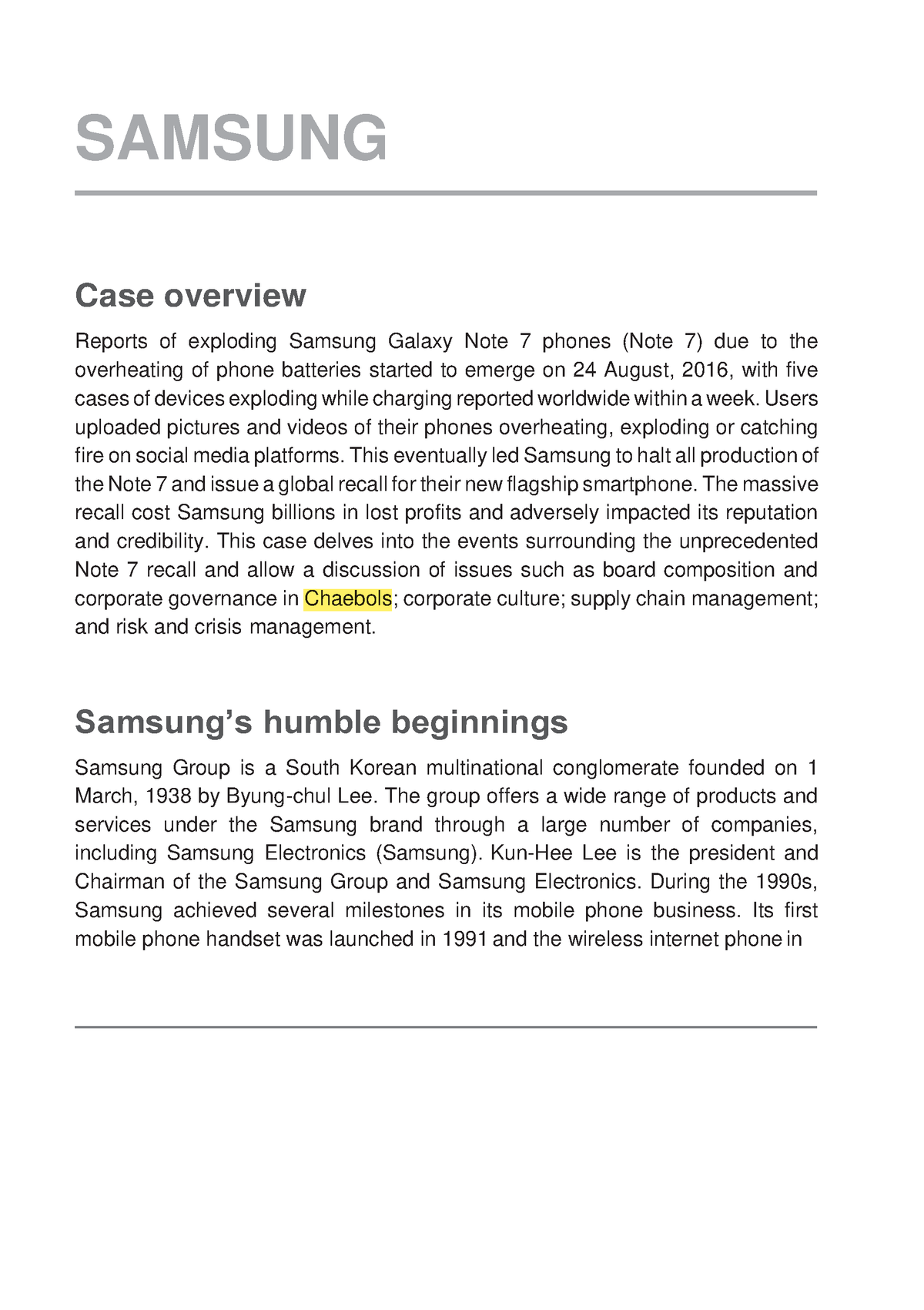 hbr samsung case study