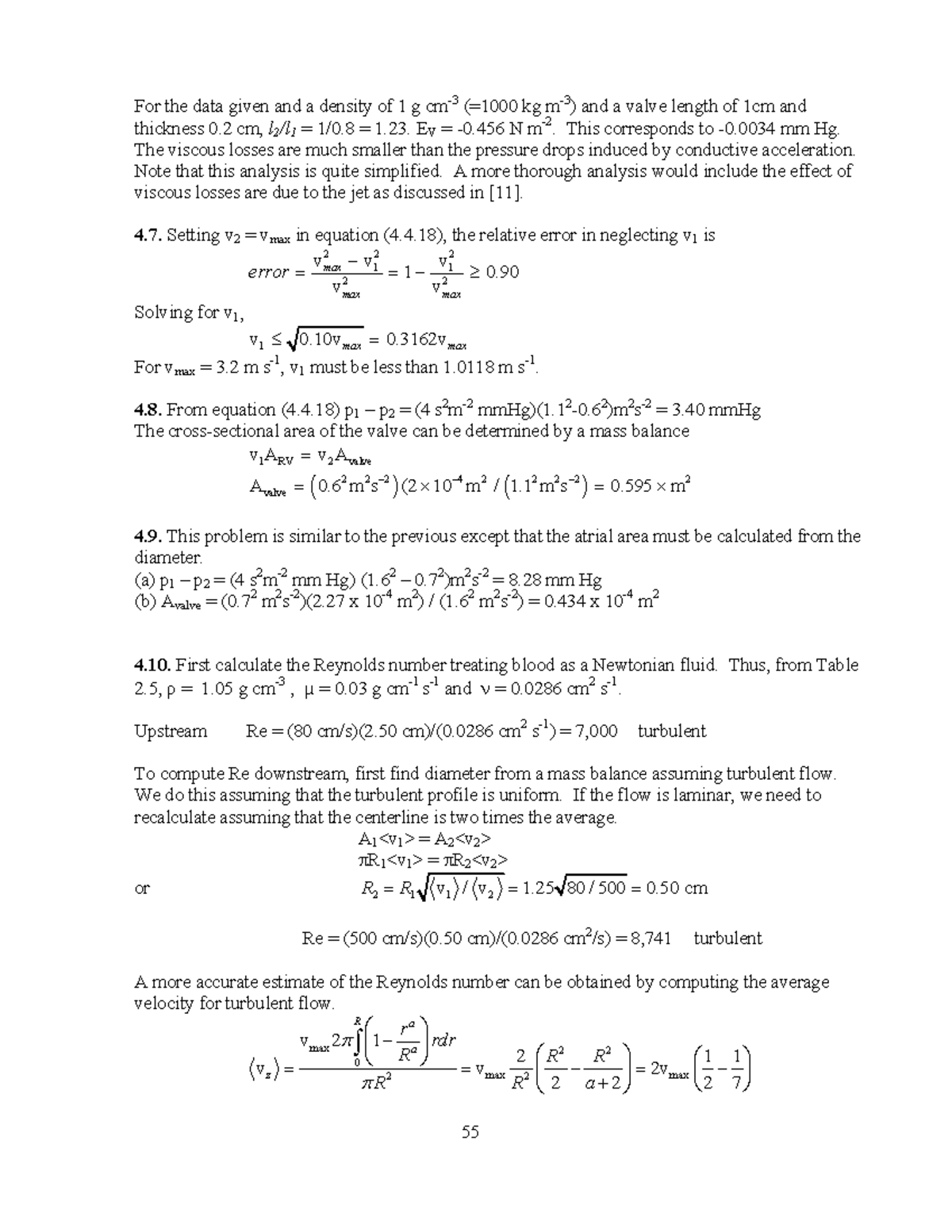 10.301 Summary Notes 8 - For the data given and a density of 1 g cm-3 ...