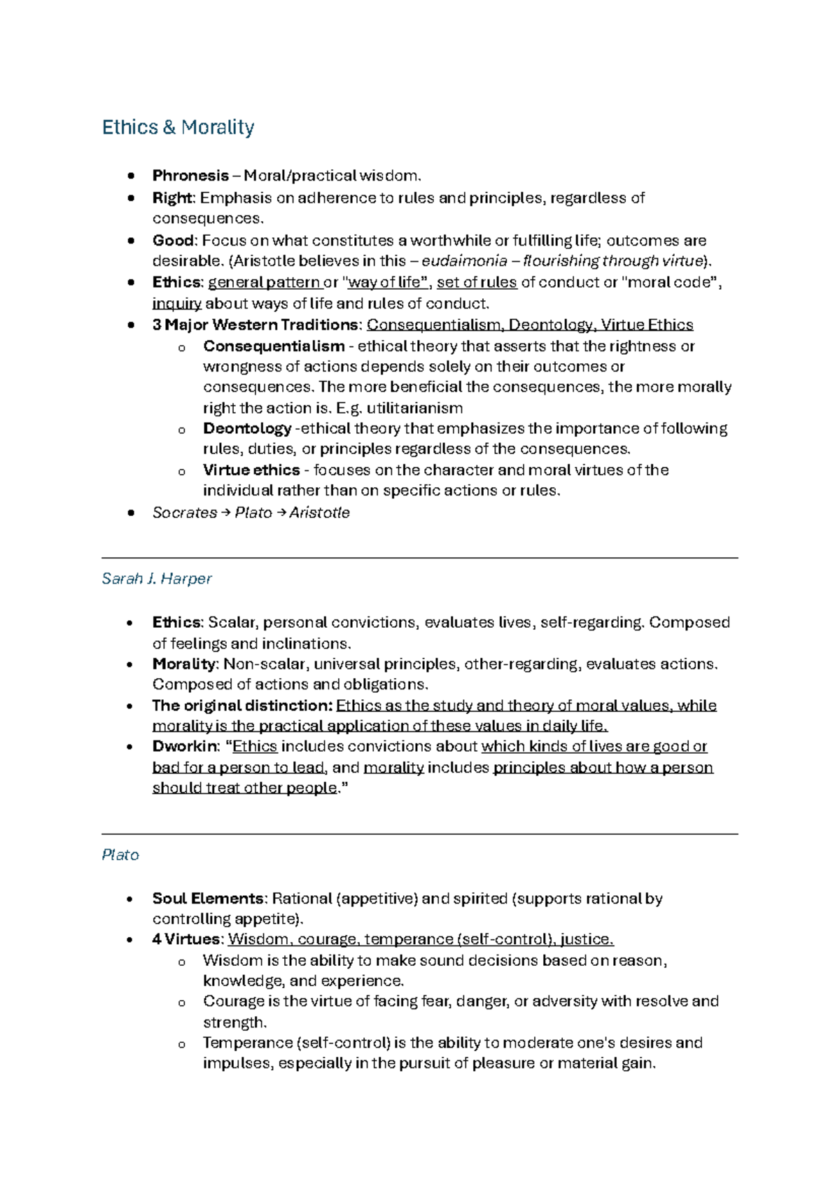 FIL 120 NB Notes - Ethics & Morality Phronesis – Moral/practical wisdom ...